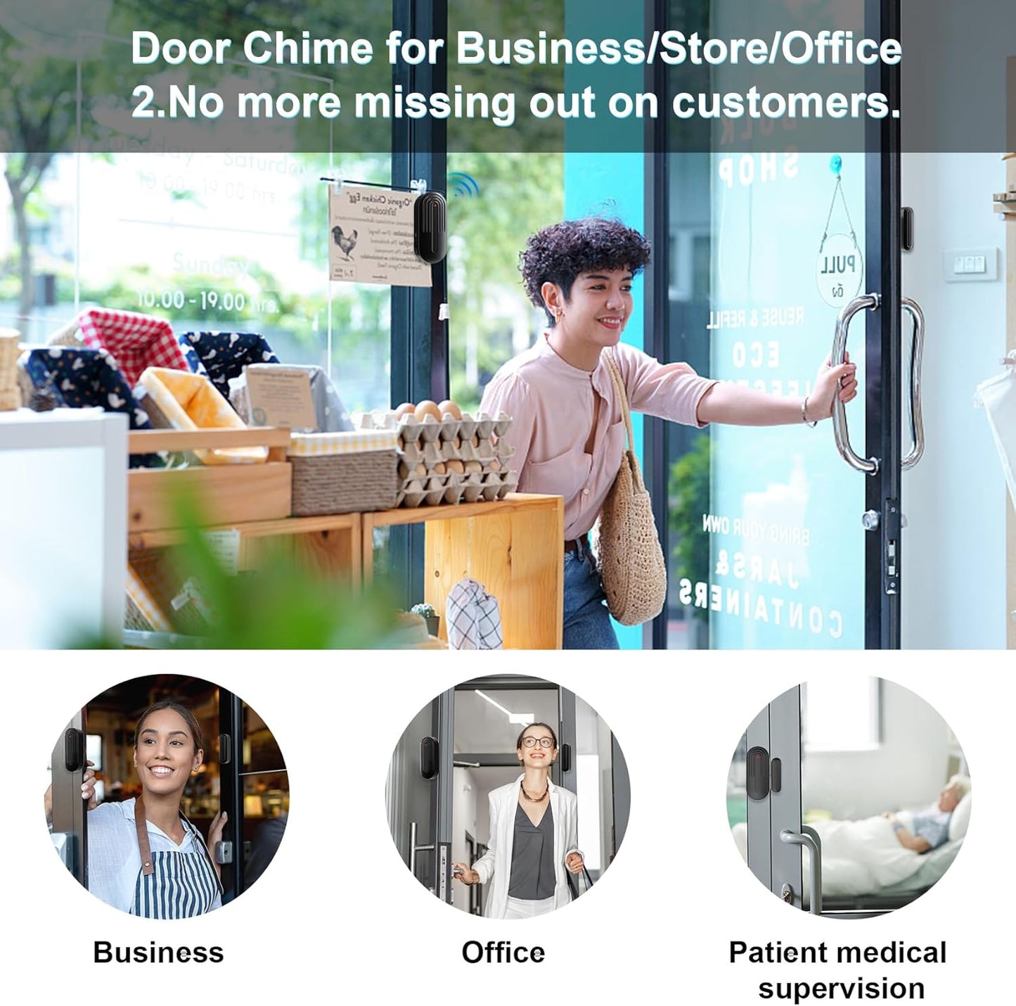 SanJie Door Chime, Wireless Door Chimes When Door Open Entry for Business/Home/Office/Store (500ft Range 26 Chimes Adjustable Volume)