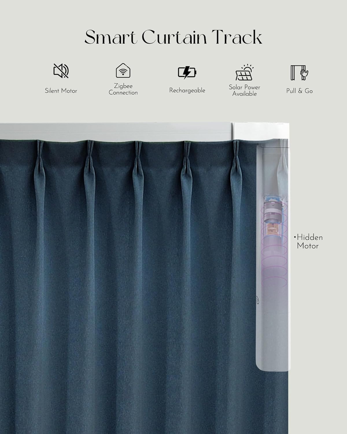 Graywind Rechargeable Smart Curtains Compatible with Alexa App Remote Control Motorized Drape for Sliding Door One-Way or Split Draw, Custom Width Up to 220" (Galaxy Series)