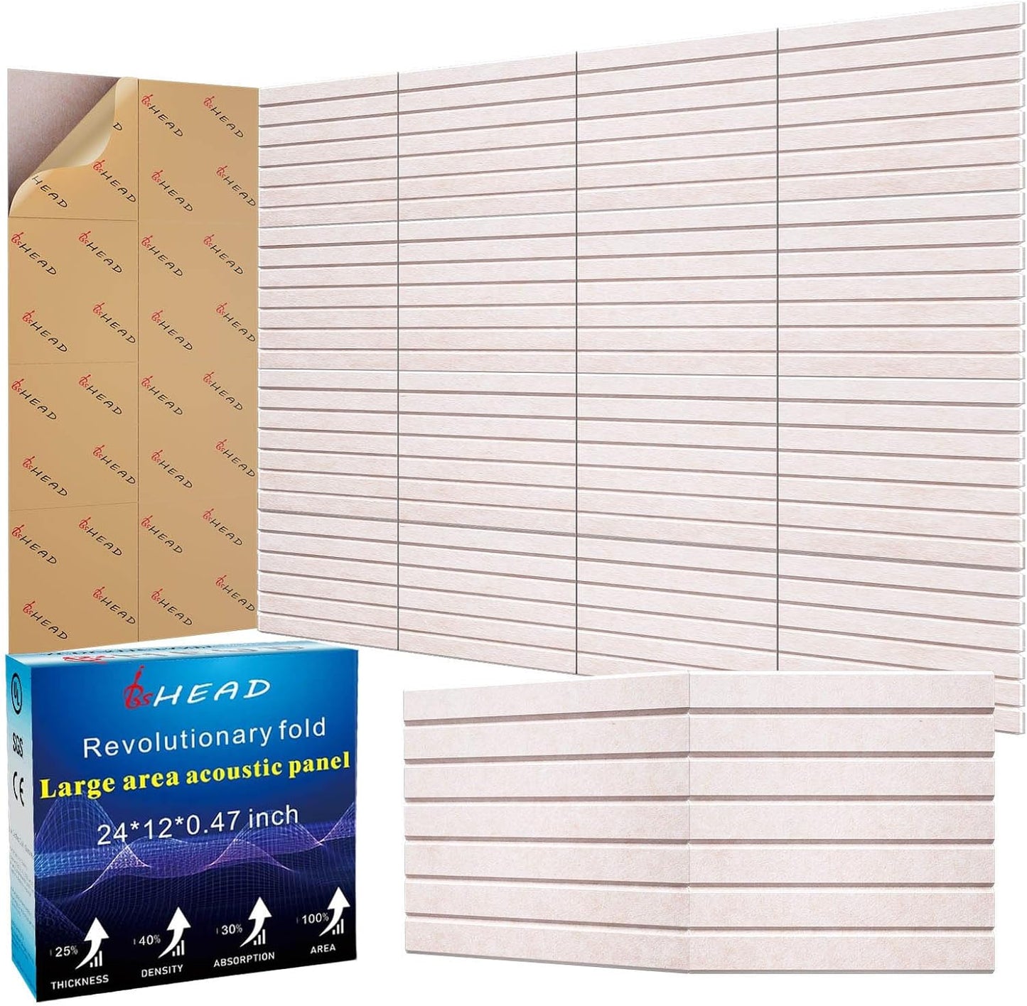 12 Pack Large Soundproof Wall Panels, 12 x 12 x 0.47 in Sound Proof Foam Panels for Walls, 1.2lb/ft³ High Density, Thicker 0.47in, Acoustic Panels, Sound Dampening Panels Camel