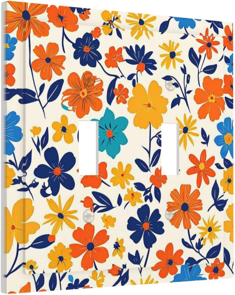 Nature Flowers Botany Plant Art Floral Decorative Switch Plates 2 Gang Double Toggle Outlet Light Switch Cover Wall Plate Electrical Faceplate for Bedroom Bathroom Decor