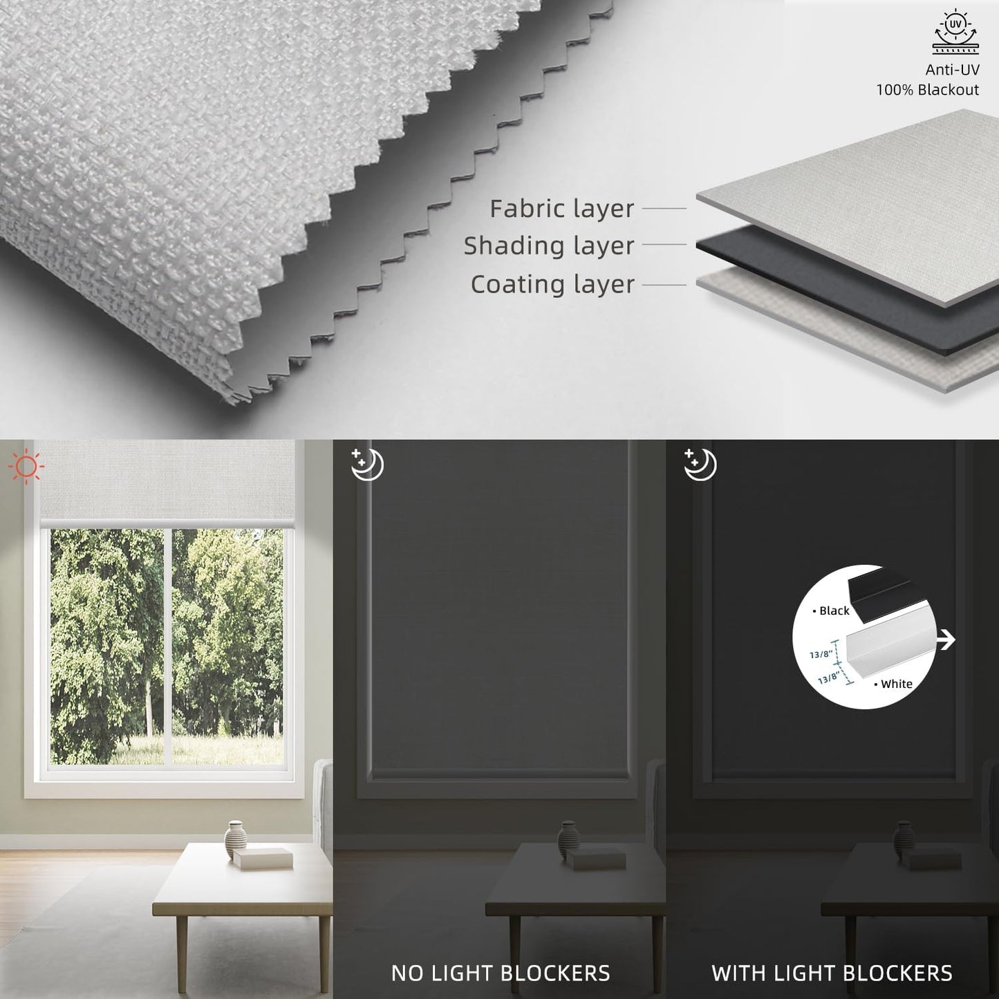 SmartWings Motorized 100% Blackout Shades Blinds, Custom Size, Cordless Window Shades with Rechargeable Battery, Work with Matter/Apple HomeKit, Alexa, Thread/Zigbee, Remote Optional, Vigor White