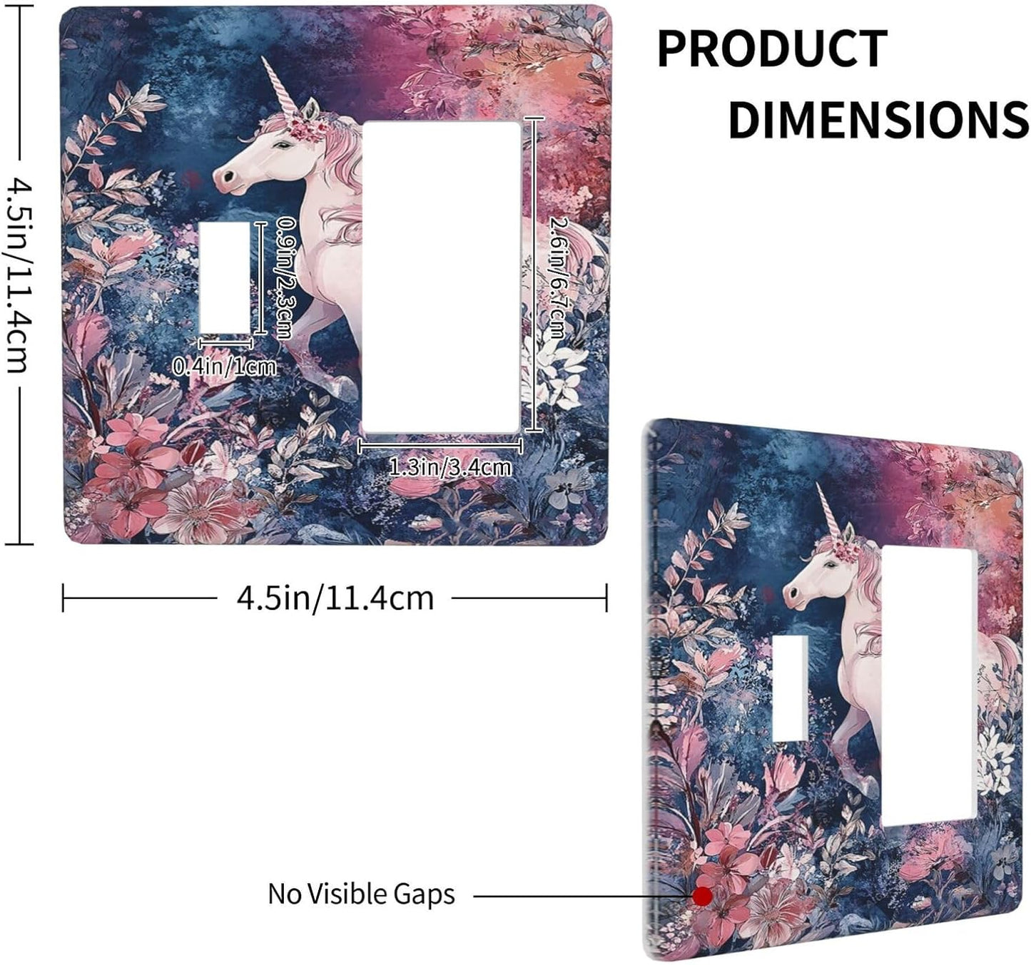 Outlet Covers Fantastic Pink Unicorn Wildflower Forest 1 Toggle 1 Rocker Combo Light Switch Cover Plate Decorative Switch Plate Covers Electrical Wall Plate for Bedroom Kids room Decor