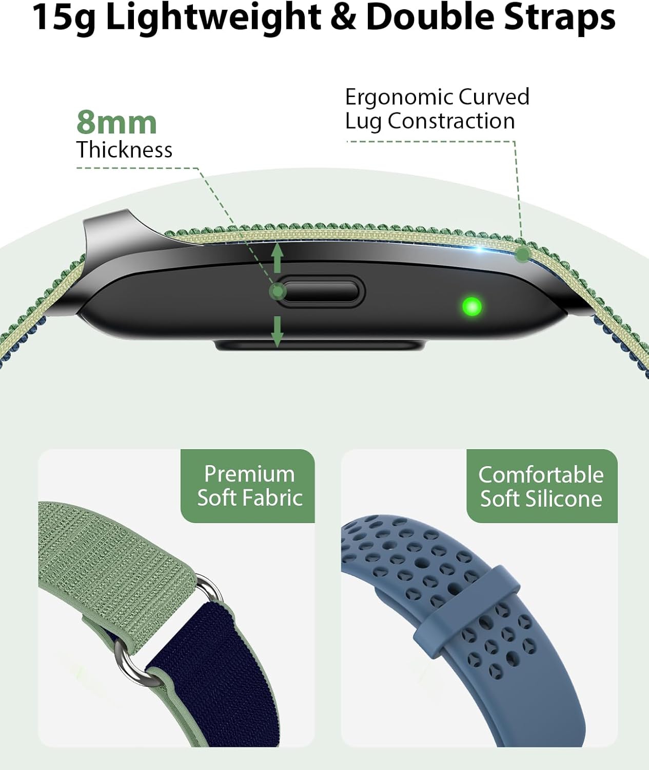 Smart Bracelet, Wearable Activity & Fitness Tracker Band, 24H Sleep Tracker, All-Day Continuous Heart Rate Blood Pressure Stress HRV Monitor, 173 Sport Modes Smart Wristband with 2 Bands, Free APP
