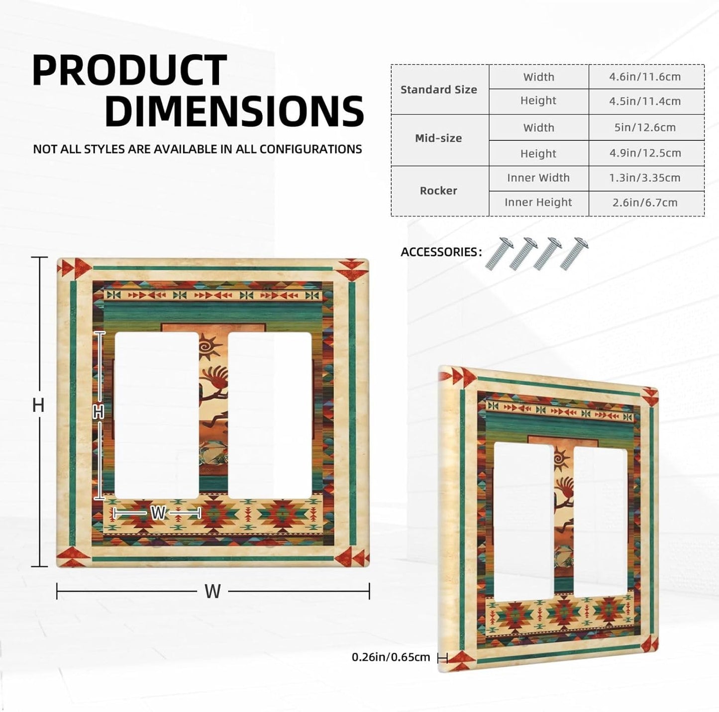 Decorative Outlet Covers Native American African Afro 2 Gang Light Switch Cover Double Rocker Wall Plate Outlet Covers Faceplate for Home Bedroom Decor（2 Pack）