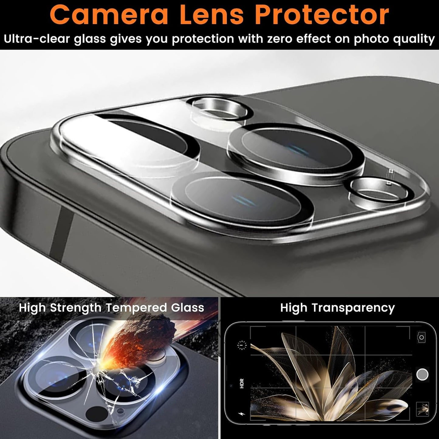 4+4 Pack Privacy Screen Protector for iPhone 15 Pro 6.1-Inch with 4 Pack Camera Lens Protector, Anti Spy Tempered Glass Film 9H Hardness Case Friendly