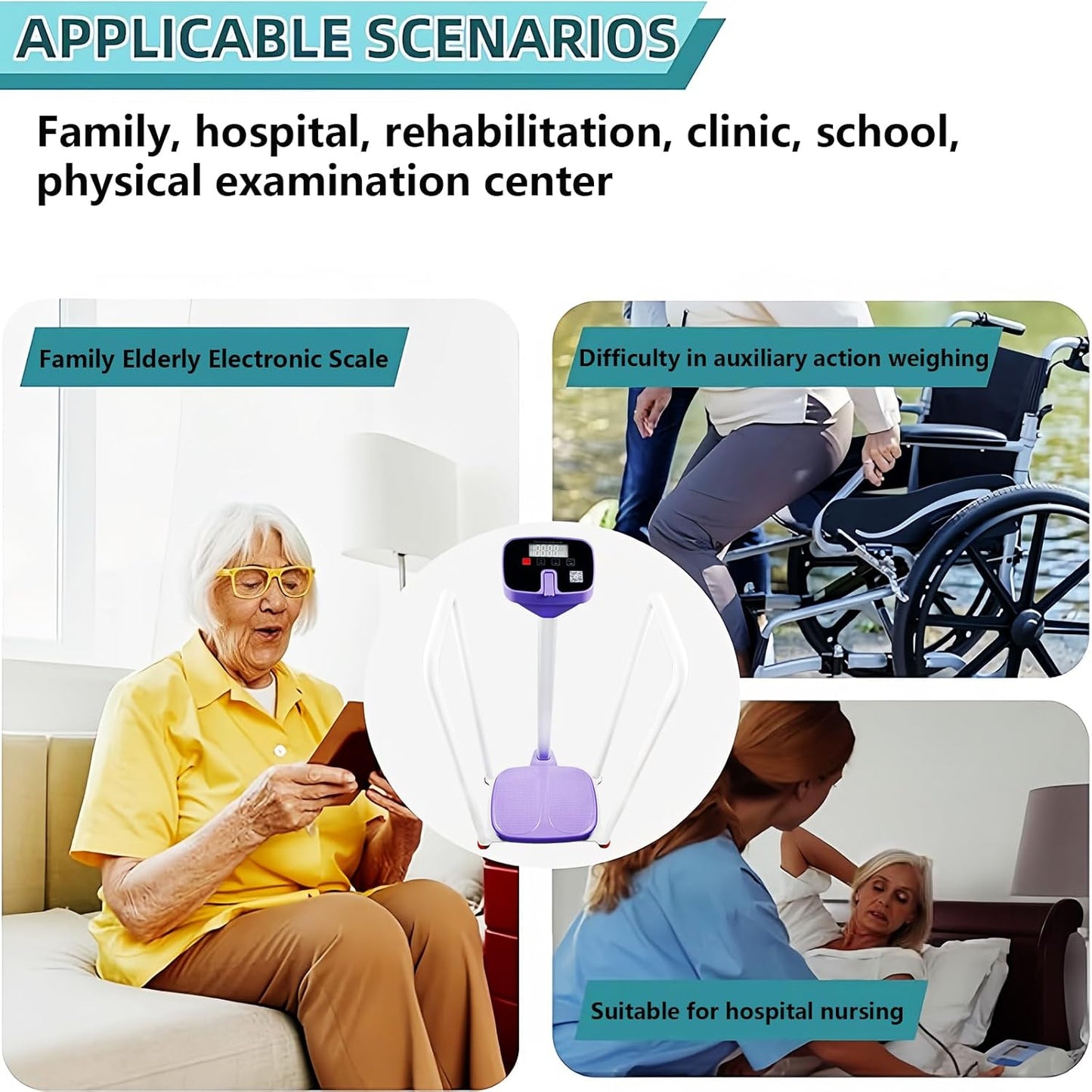 Assist The Elderly in Measuring Weight gain While Standing, with an Electronic Scale with armrests, Suitable for use in clinics, Hospitals, Schools, Nursing Homes (Dreamy Purple)