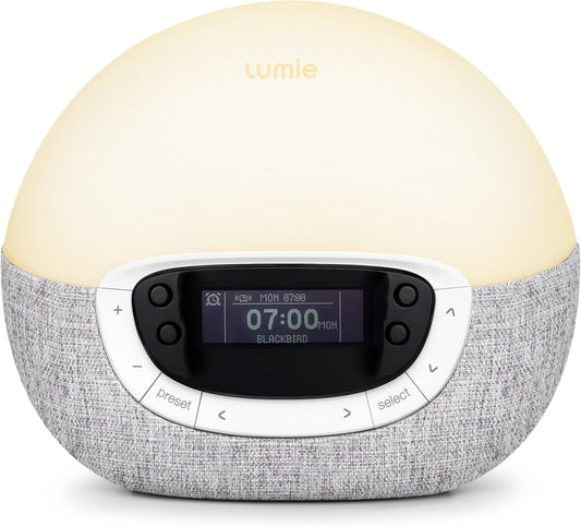 Lumie Bodyclock Shine 300 – Sunrise & Sunset Alarm Clock - Bedside Lamp with Custom Light Duration - Wake-Up, Night & Reading Light - Warm LEDs