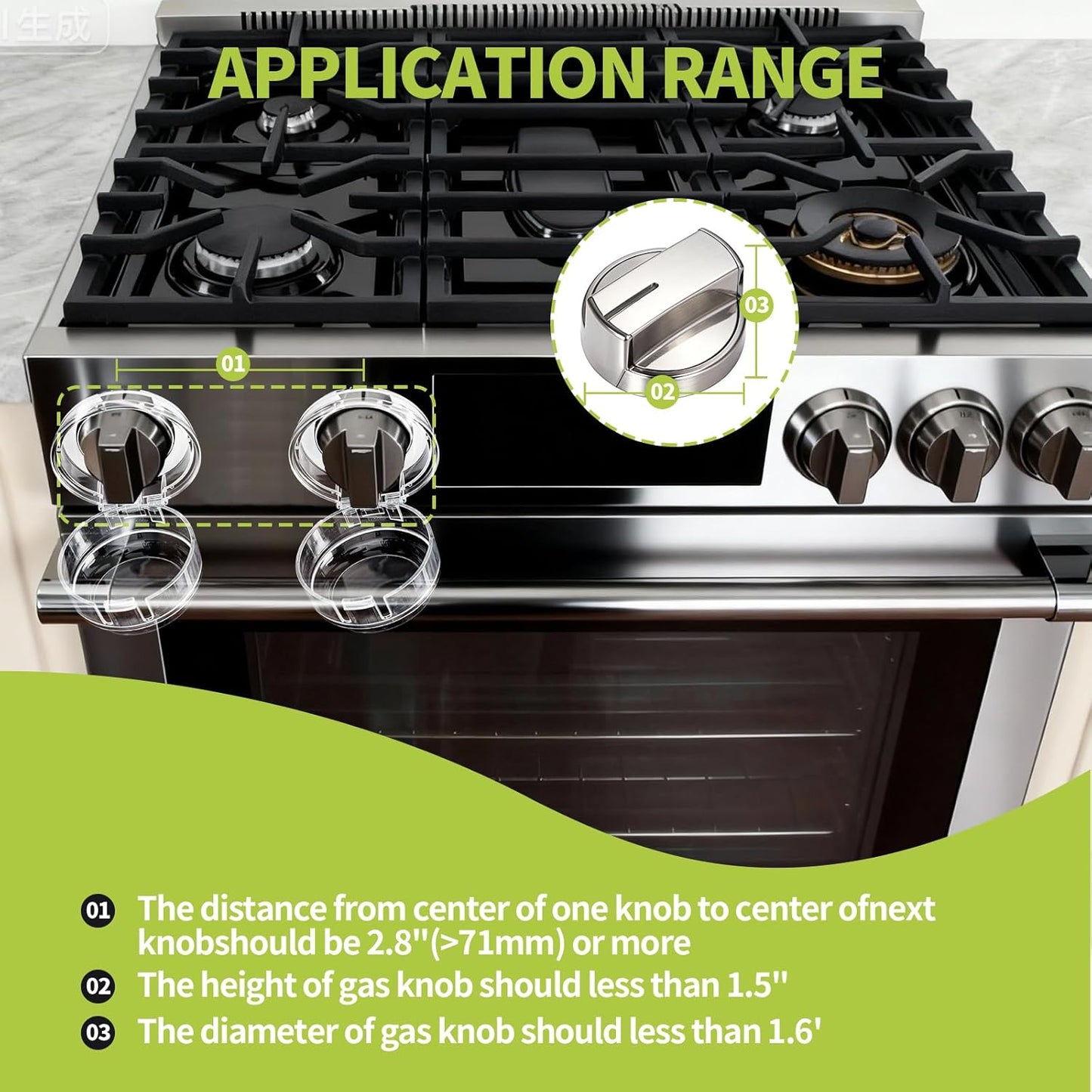4 Pack Gas Stove Knob Covers – Heat-Resistant Baby Proof Stove Knob Locks with Universal Size, Stove Child Proof Knobs with Adhesive, Stove Safety Guard for Kids Toddler Pet(Transparent)