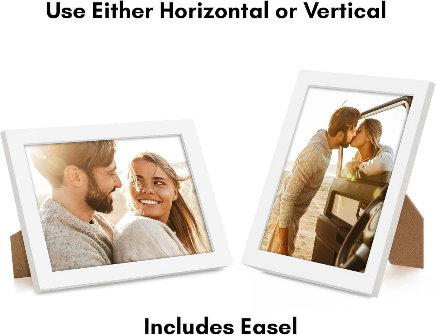 Americanflat 8x10 Picture Frame with Shatter-Resistant Glass - Signature Collection - Gallery-Style Frames Made of Engineered Wood - Picture Frames for Tabletop and Wall Display - White
