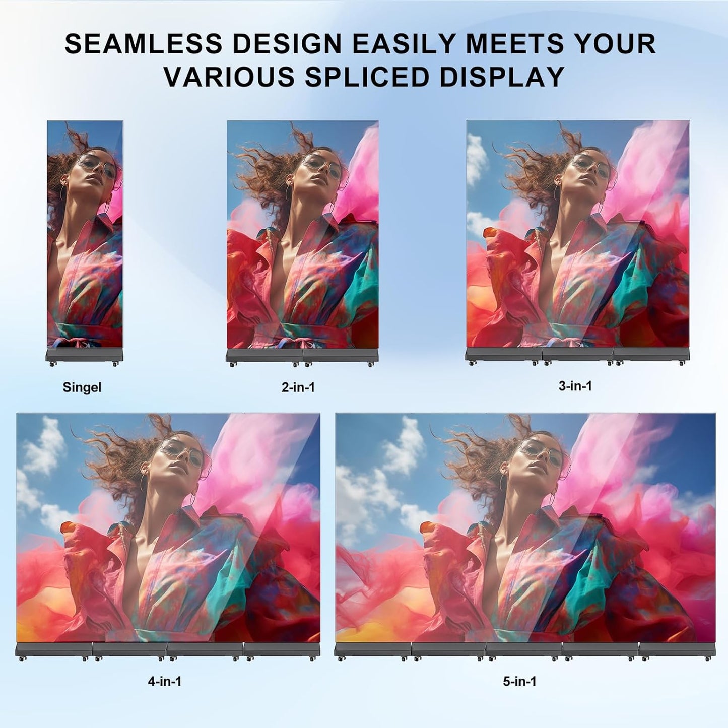 Indoor LED Digital Signage Display with P1.86, LED Poster Screen Frameless Splicing, Advertising Display USB Plug-and-Play & Remote Control for Giant Commercial Events & Rentals (Black, Single)