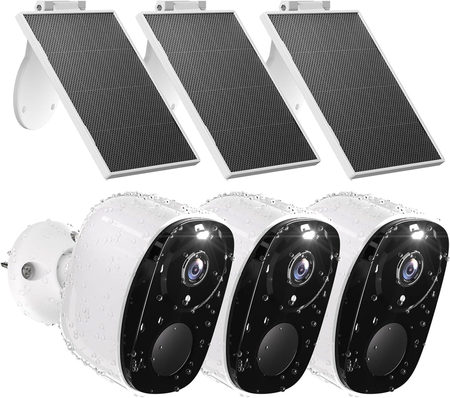 3pcs Solar Security Camera Wireless Outdoor, 2K WiFi Outdoor Camera for Home Security with Solar Panel, 24/7 Recording,AI Motion Detection,Color Night Vision, IP65 Waterproof, 2 Way Audio,SD/Cloud