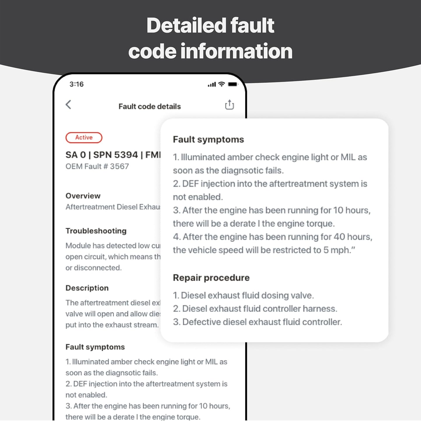 OTR Diagnostics HD Scan Tool (Updated 2025 Adapter): Forced Regen, Read & Reset Fault/P-Codes, Live Data, Bi-Directional Commands, Fault History. iOS/Android, 1-Year Subscription, Premium Support.