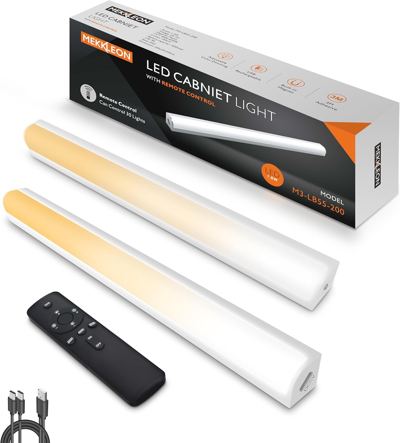 Under Cabinet Lights Remote Control, Magnetic Dimmable Closet Lights,USB Rechargeable Wireless LED Shop Light,Ceiling and Under Counter Lights for Kitchen,Wardrobe,Shelf(20CM,White)