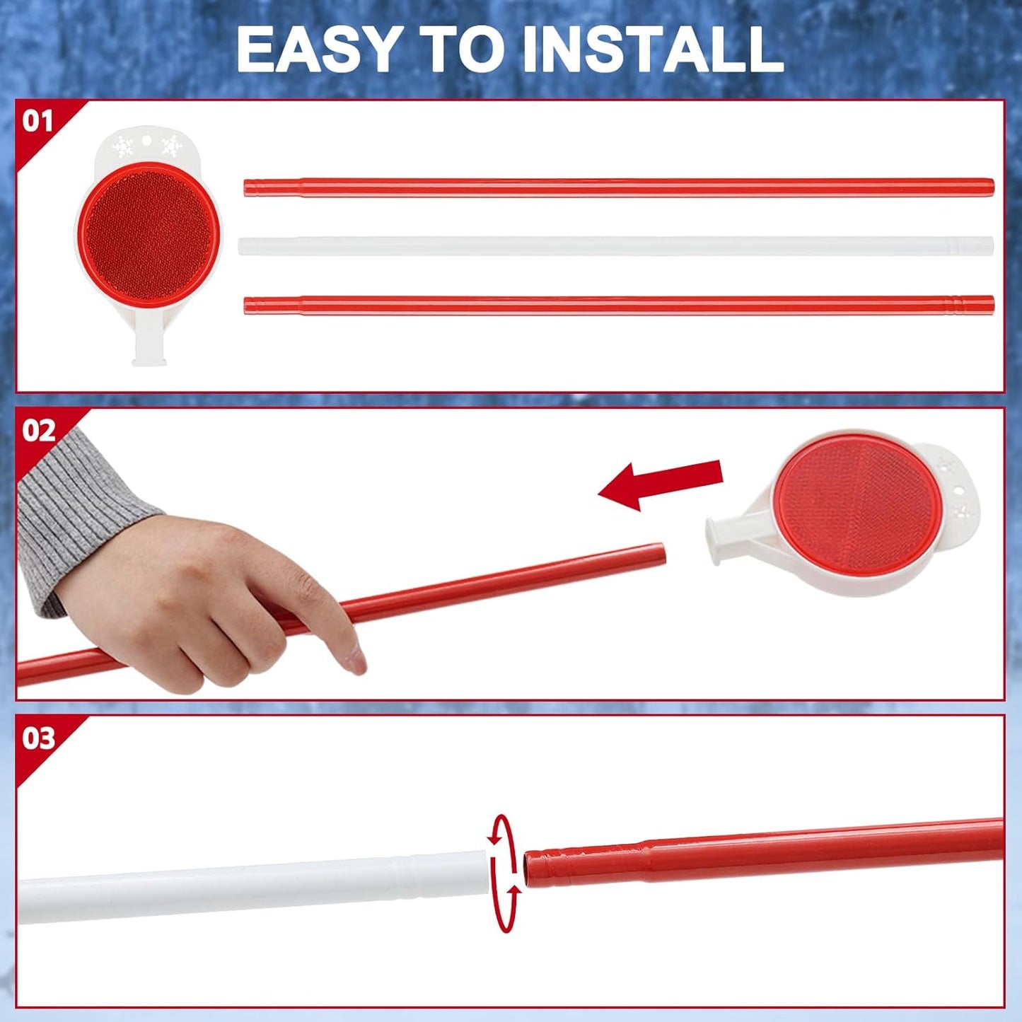 8 Pack Driveway Markers,48 Inch Steel Metal Double Sided Driveway Reflectors,High Visibility Reflective Driveway Markers Snow Stakes for Snow Plowing,Parking Lots,Walkways,Landscape