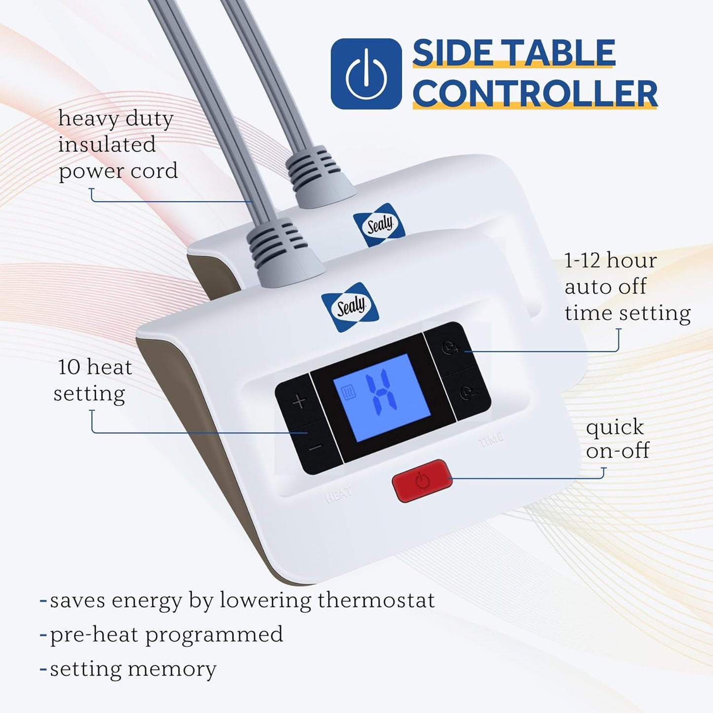 Sealy Electric Blanket Queen Size, Dual Control Soft Sherpa Heated Blanket with 10 Heating Levels & 1 to 12 Hours Auto-Off Settings Over-Heated Protection 84"x90" Machine Washable, Blue