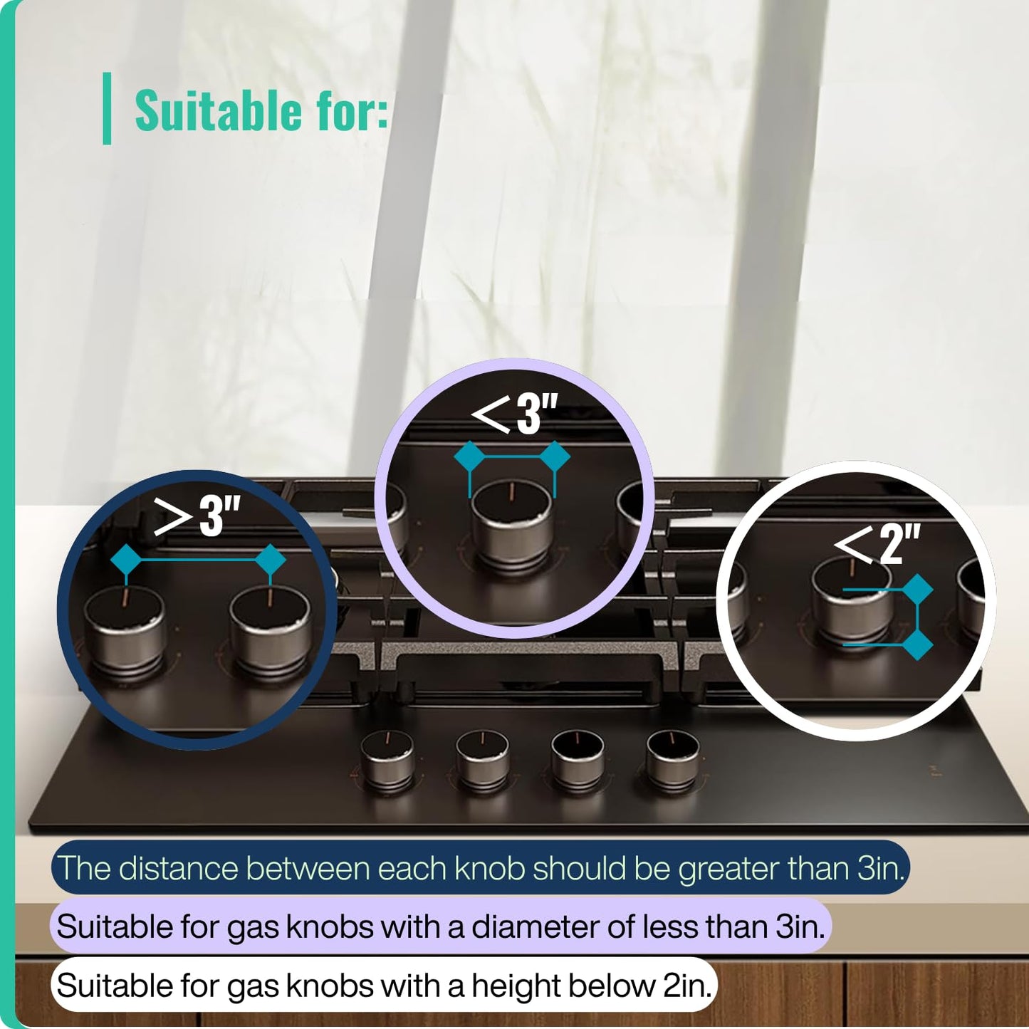 Stove Knob Covers for Child Safety - 5+1 Pack Upgraded Double-Key Design, Universal Fit Gas Oven Knob Locks, Heat-Resistant Clear View Baby Proof Covers for Kids and Pets (Black)