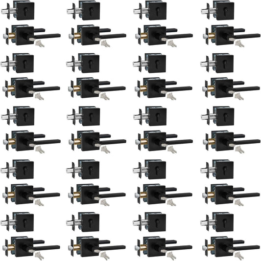 Keyed Entry Door Handle with Single Cylinder Deadbolt, Keyed Alike(Same Keys Only Per Set) Front Door/Exterior Door Lever Lockset, Matte Black, 20 Sets of Locks with 20 Sets of Different Keys
