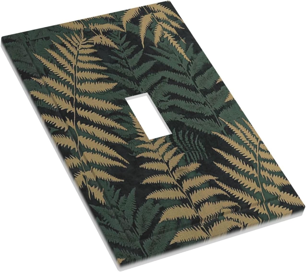 Decorative Light Switch Cover Botanical Fern Green Leaf Forest 1 Gang Single Toggle Device Electrical Faceplate Switchplates Decorator Outlet Wall Plate For Bed Room Home Decor