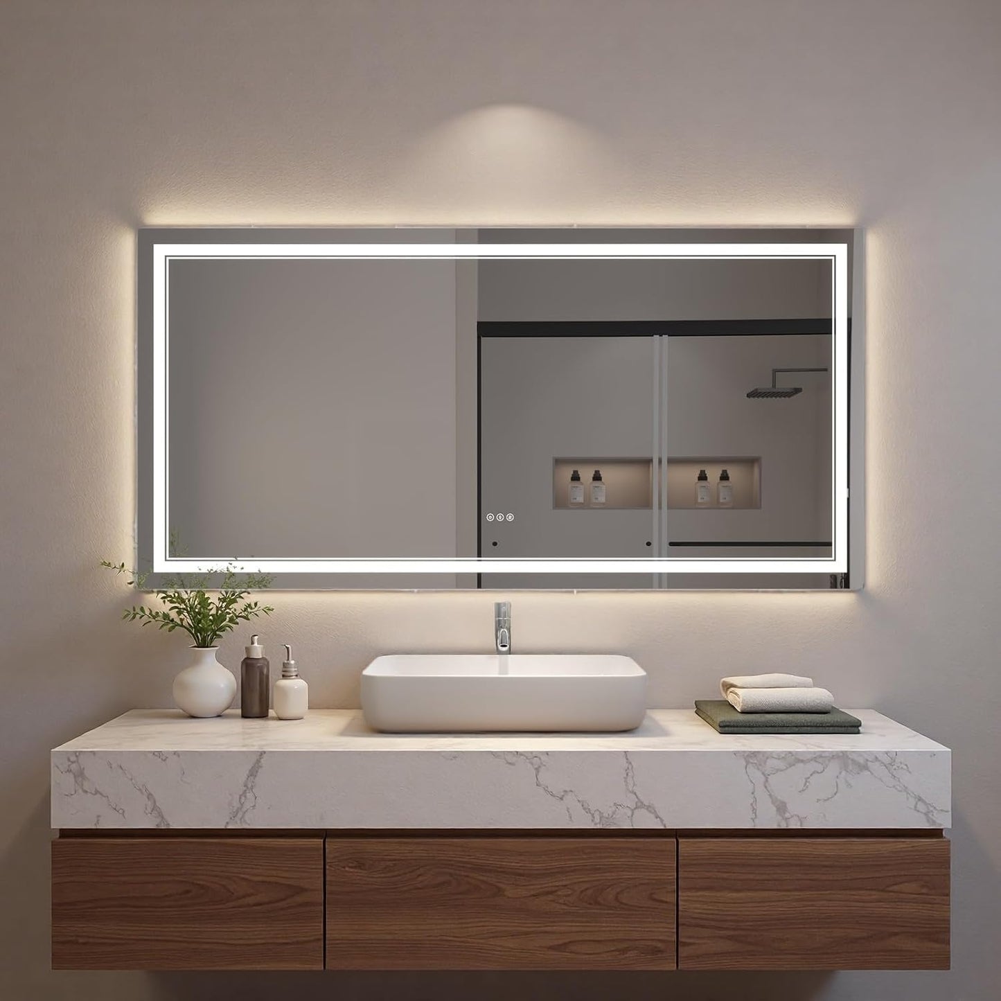 LED Bathroom Mirror with Lights, Wall Mirrors