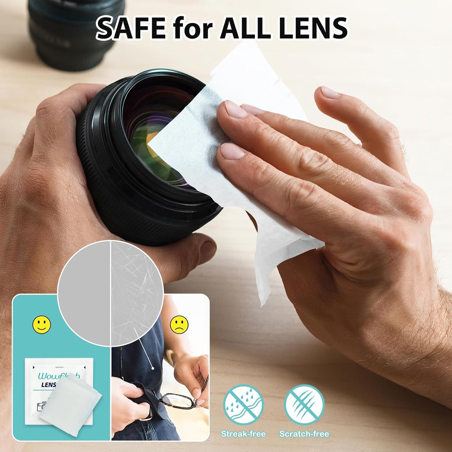 600 Count Lens Wipes for Eyeglasses, Eyeglass Lens Cleaning Wipes Pre-moistened Individually Wrapped Sracth-Free Streak-Free Eye Glasses Cleaner Wipes for Sunglass, Camera Lens, Goggles