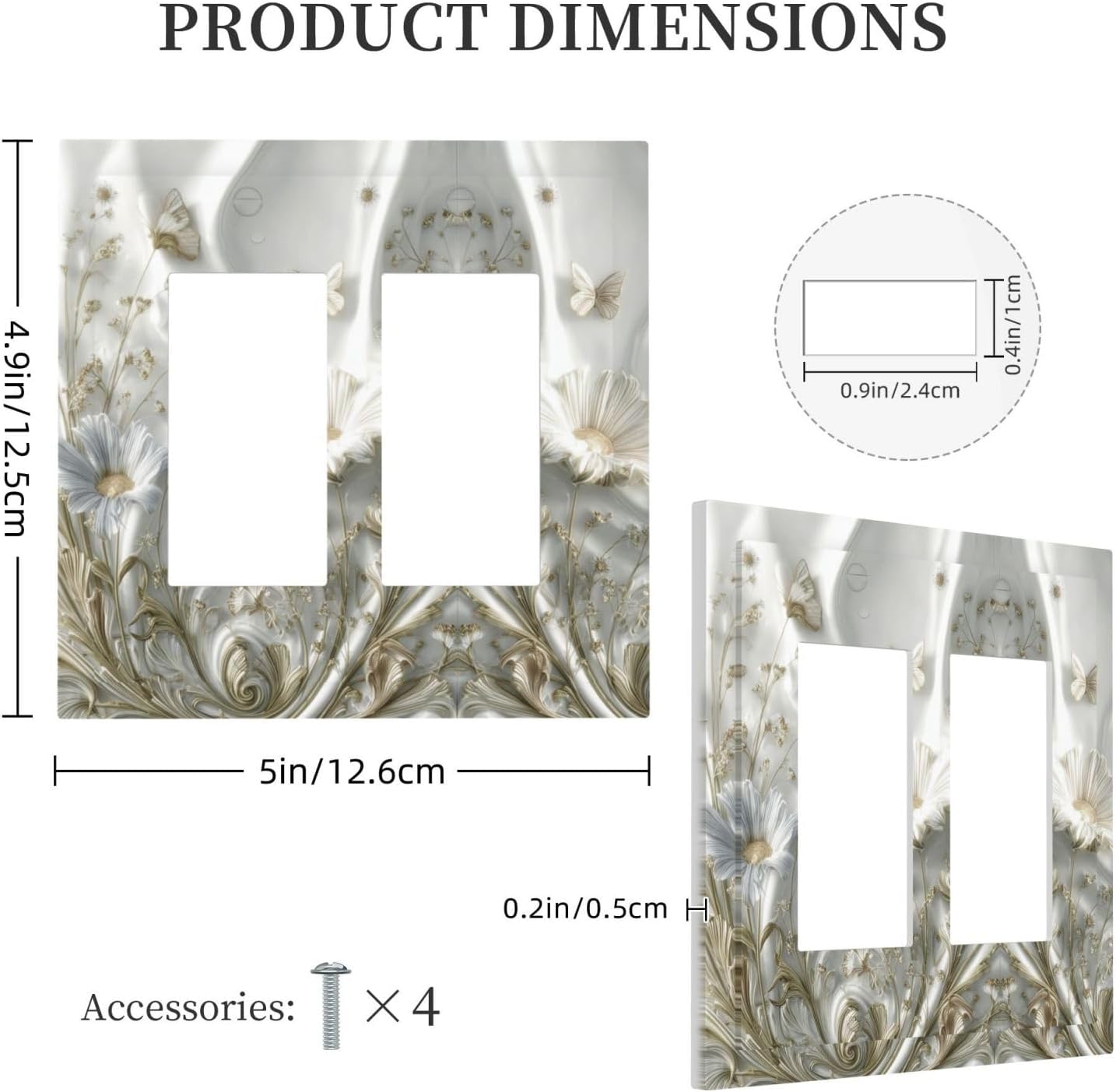 Artistic Flowers Floral Plant 2 Gang Double Rocker Decorative Light Switch Covers Electrical Faceplate Switch Plates for Bathroom Kitchen Home