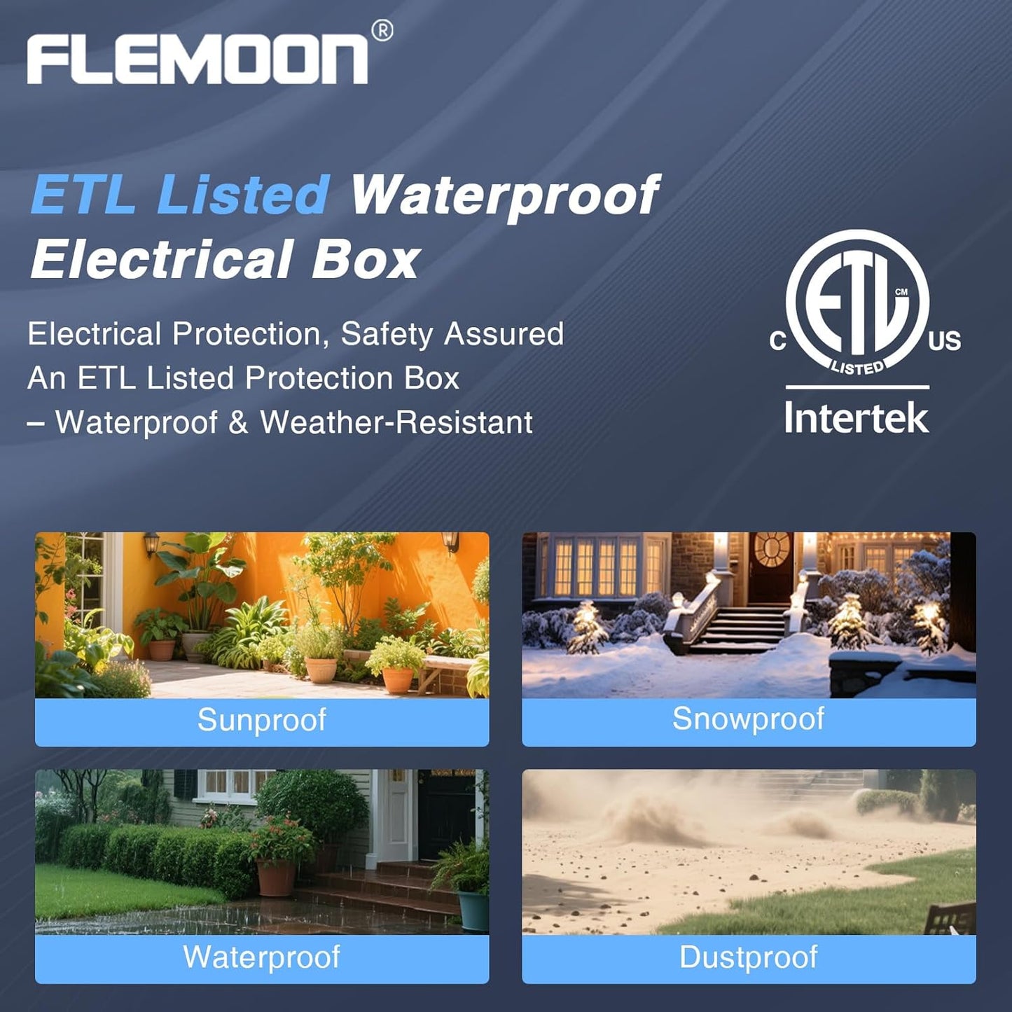 Flemoon Large Outdoor Electrical Box (12.5 x 8.5 x 5 inch), IP54 Waterproof Outdoor Extension Cord Cover Weatherproof, Protect Outlet, Plug, Socket, Timer, Power Strip, Holiday Light Decoration, Blue