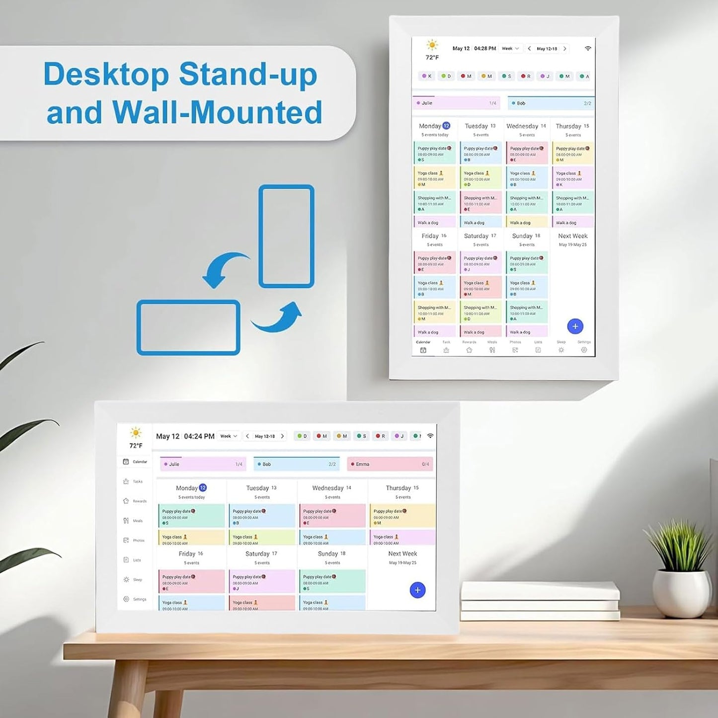 Bewinner 15.6 Inch Wall Planner Digital Calendar & Chore Chart, Smart Touchscreen Wall Calendars Interactive Display with APP for Family Schedules, Electronic Picture Frame (US Plug)