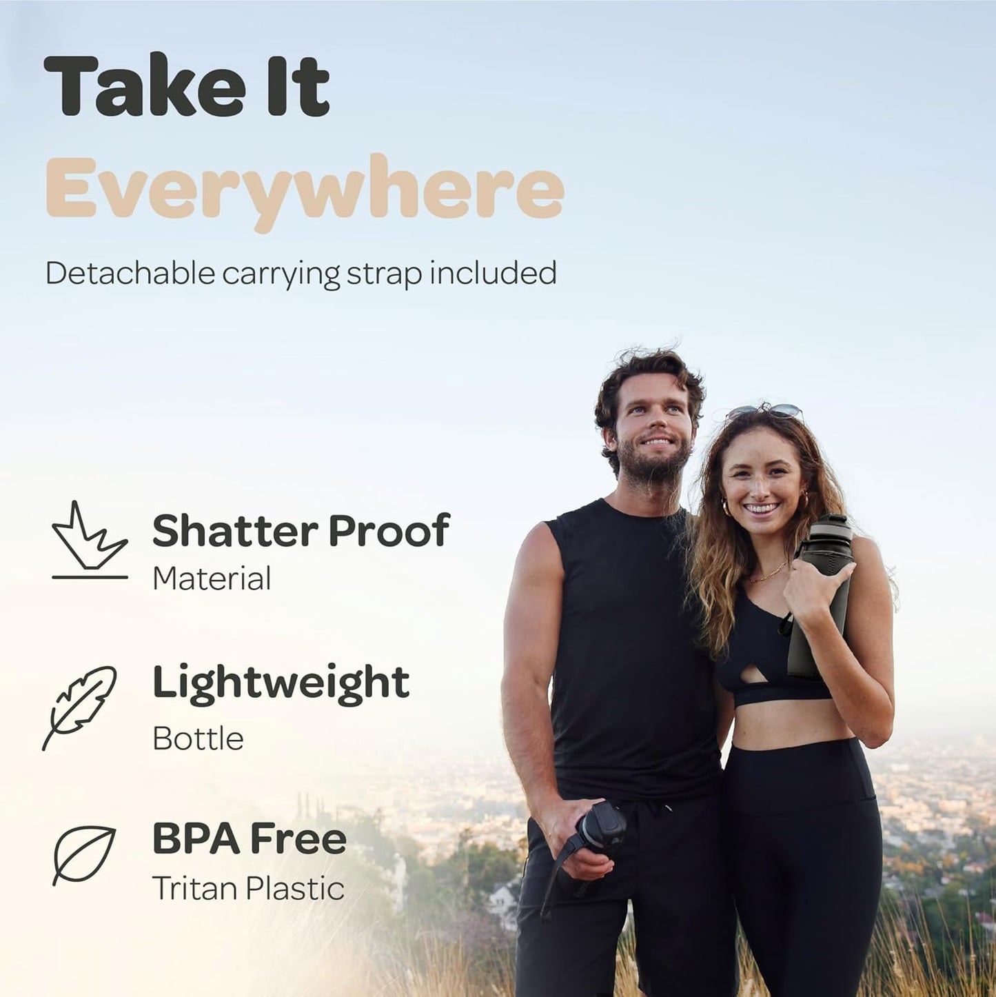 Hydracy Water Bottle with Time Marker -Large BPA Free Water Bottle & No Sweat Sleeve -Leak Proof Gym Bottle with Fruit Infuser Strainer & Times to Drink -Ideal for Fitness Sports & Outdoors