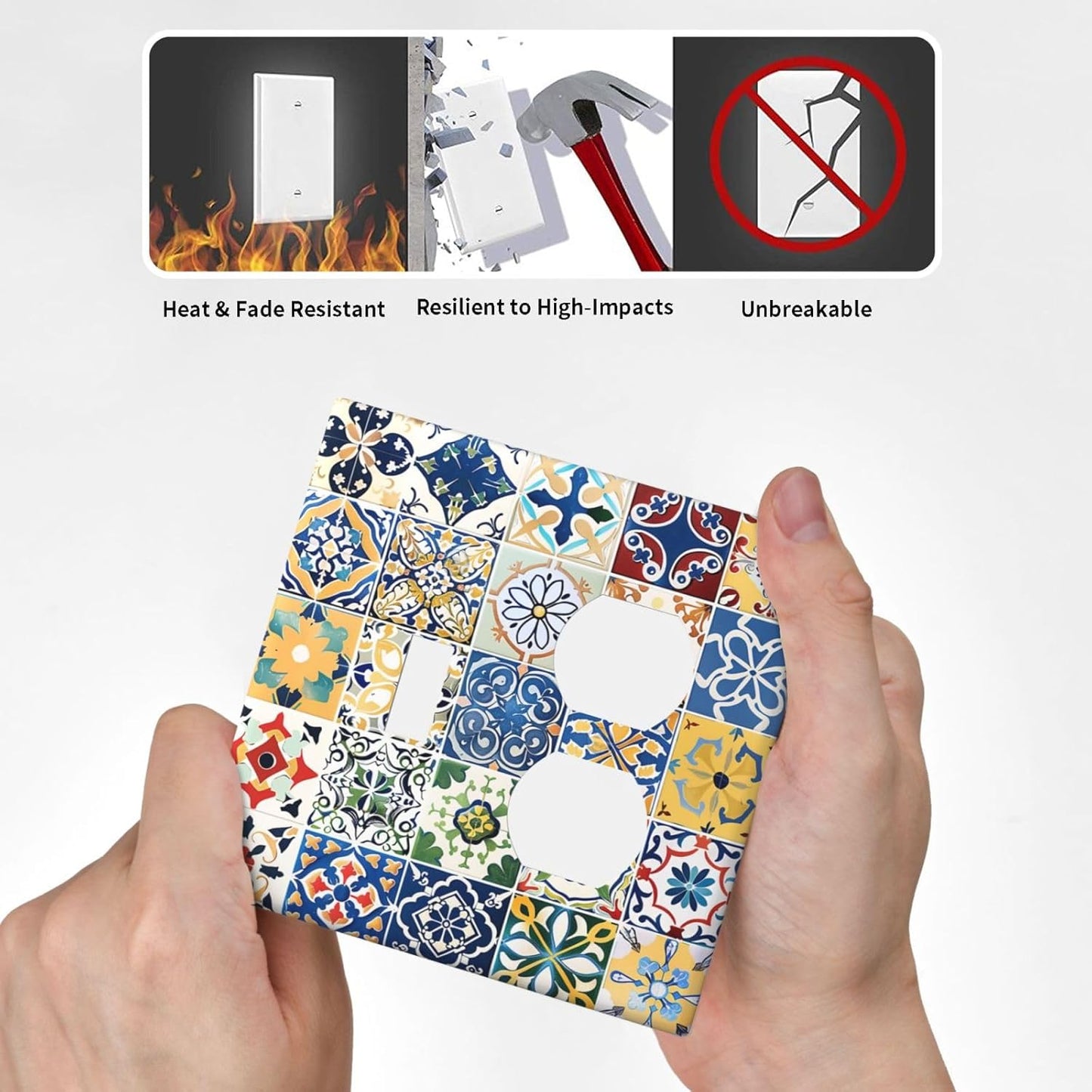 Wallplates Moroccan Traditional Mexican Talavera Til 1 Toggle 1 Duplex Switch Plate Electrical GFCI Faceplate Decorative Light Switch Covers for Kitchen Home Decor