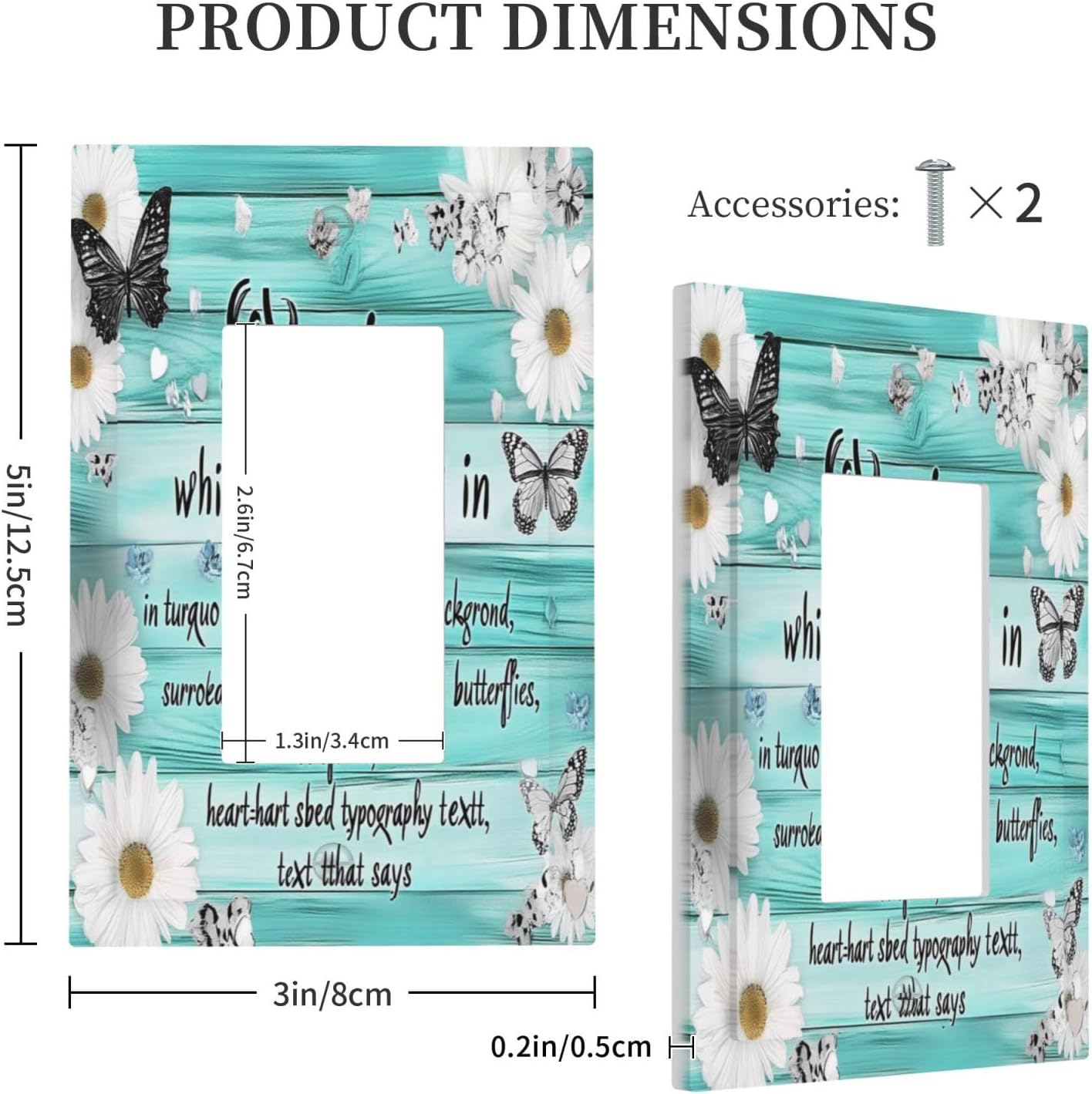 Teal Butterfly Daisy Rustic Wooden Signs Decorative Outlet Covers 1 Gang Single Rocker Light Switch Cover Plate Wall Plates Gfci Faceplate For Farmhouse Cabin Decor