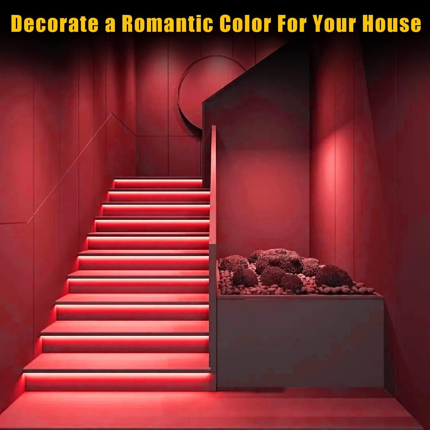 YM E-Bright Red LED Strip Lights 5M /16.4Ft 600SMD Waterproof IP68 Flexible for Bedroom Undercar Lighting Kits Mall Indoor Outdoor House Party Decoration Stage Lights (No Power Adapter)
