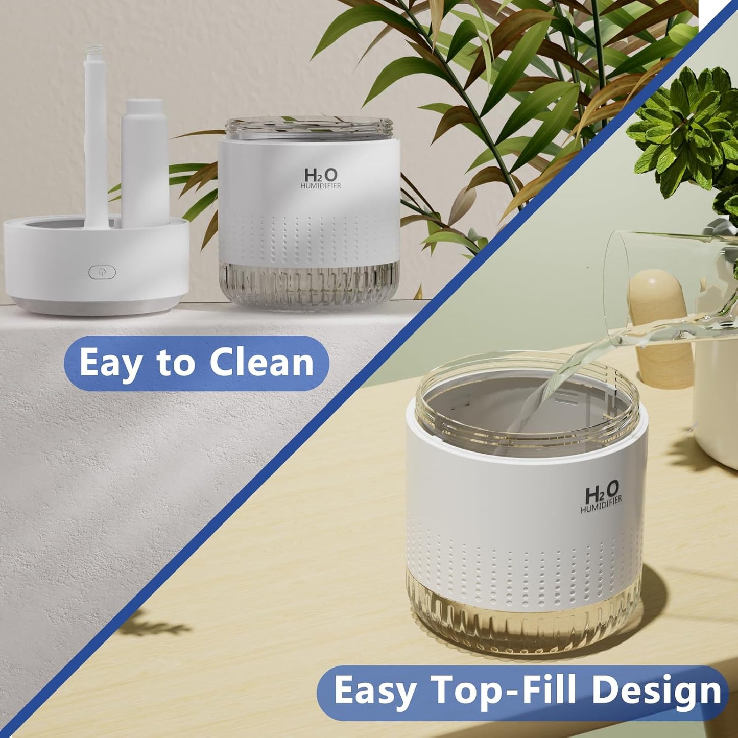 SZO Portable Small Humidifier, 2025 NEW USB Personal Desktop Humidifiers for Bedroom Travel Office Home, 2 Mist Modes Quiet, Auto Shut-Off(500ml, White)