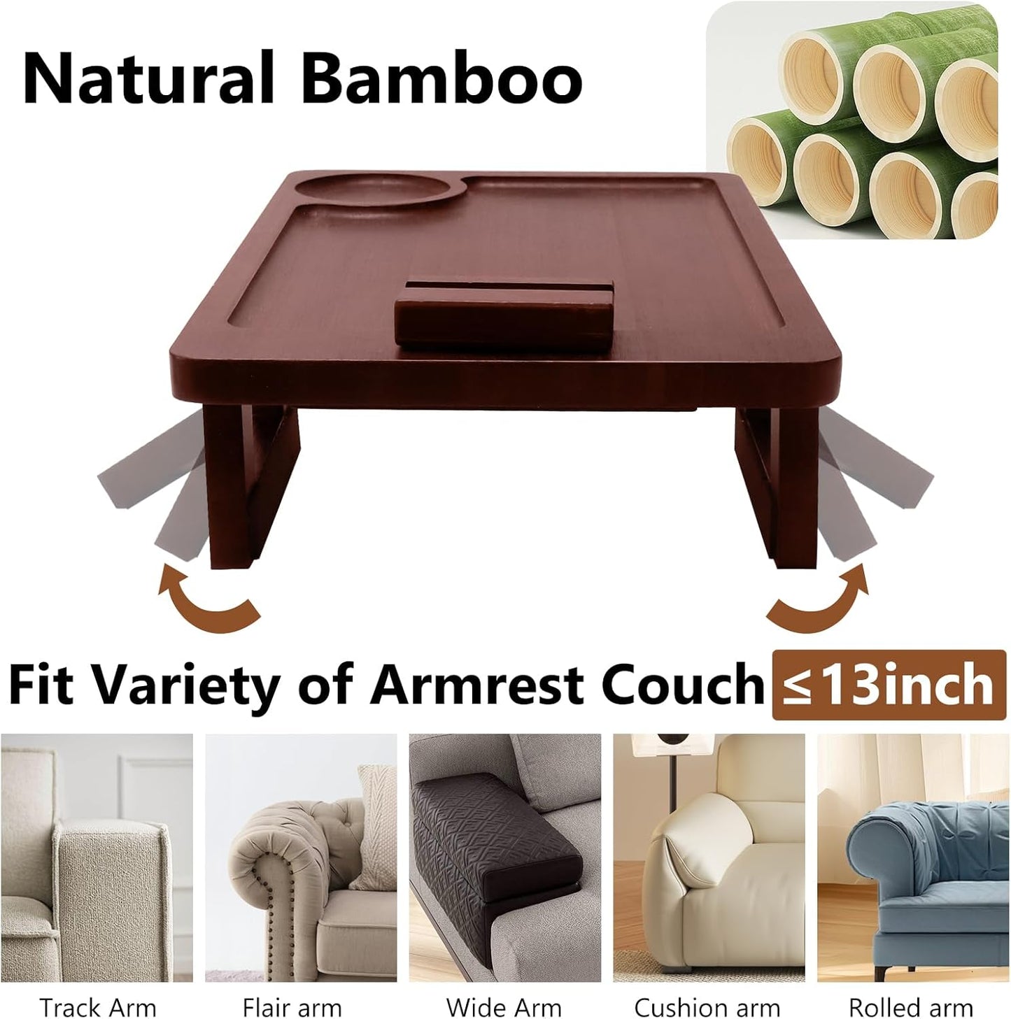 Couch Trays & Sofa Armrest Table - Multi-Functional Arm Trayes for Couch, Perfect Sofa Arm Tray Table for Snacks & Drinks