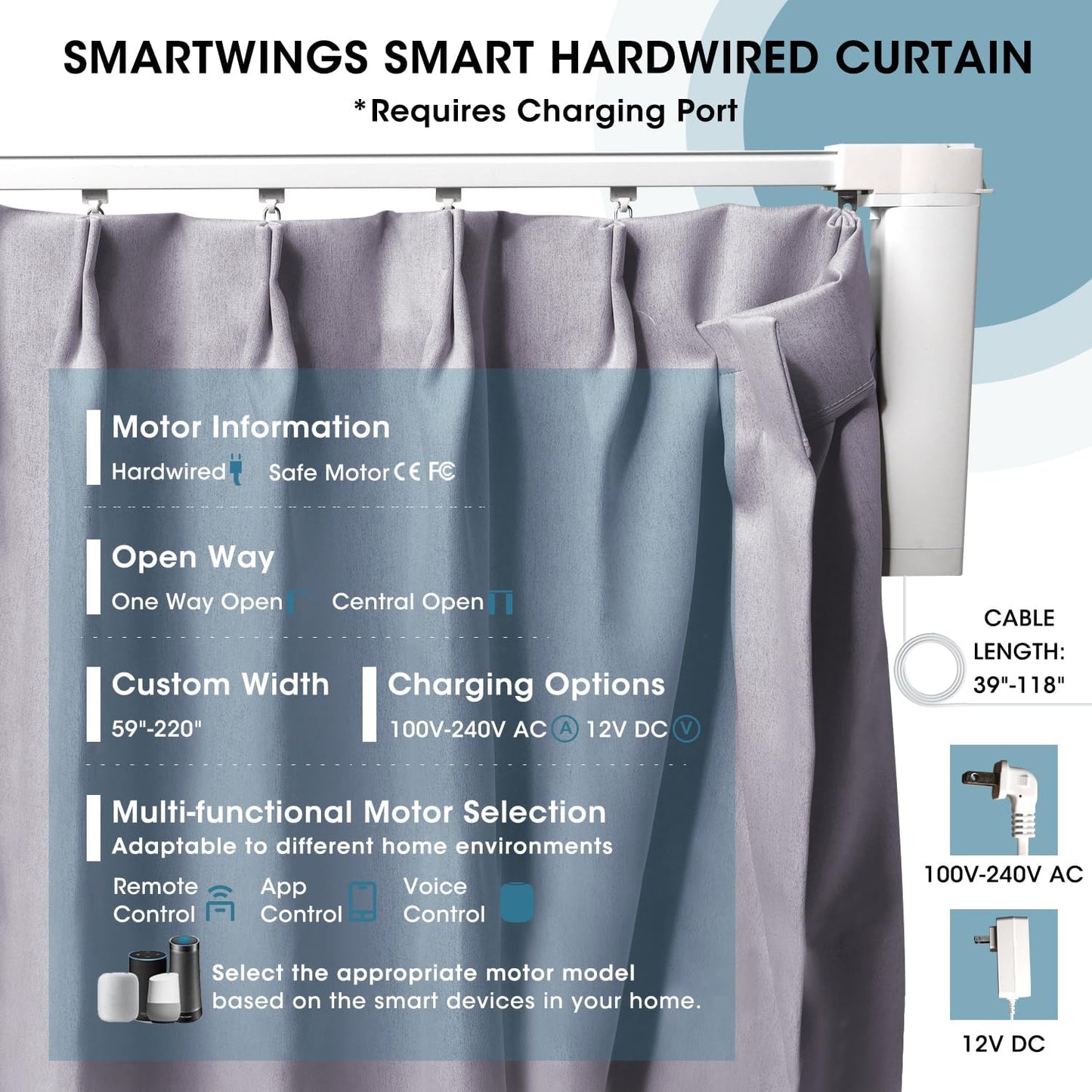 SmartWings Automatic Curtain Opener with Drapery, Motorized Vertical Blinds with Remote, Electric Closet Doors Sliding Panels Compatible with Alexa Google Homekit, 93% Blackout Light Purple