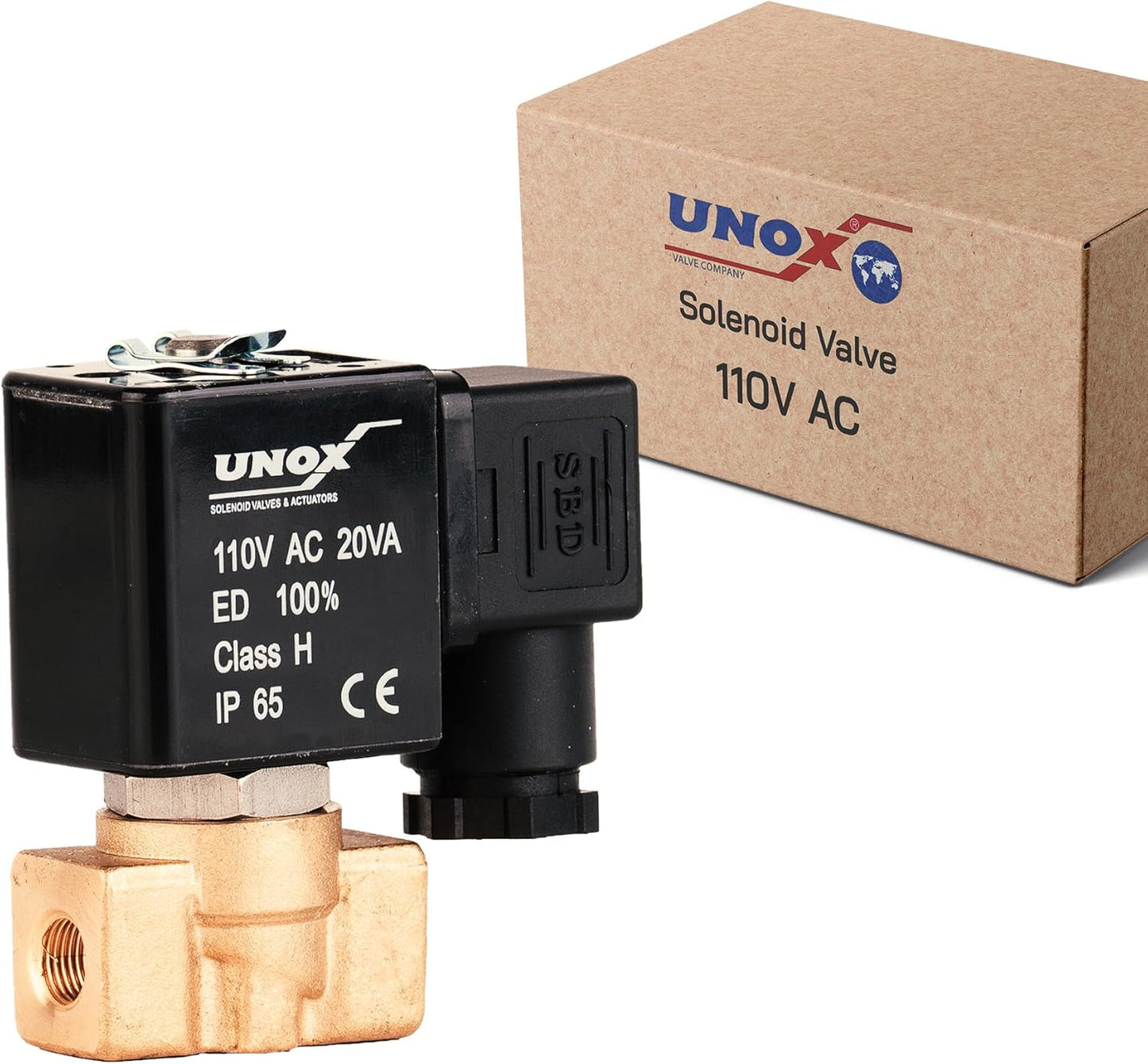 UNOX 1/4" NPT Solenoid Valve 110V AC, Brass Control Valve Normally Closed - 0-232 PSI Multi-Purpose Reliable Control Valve for Water, Air, and Gas - Solenoid Valves