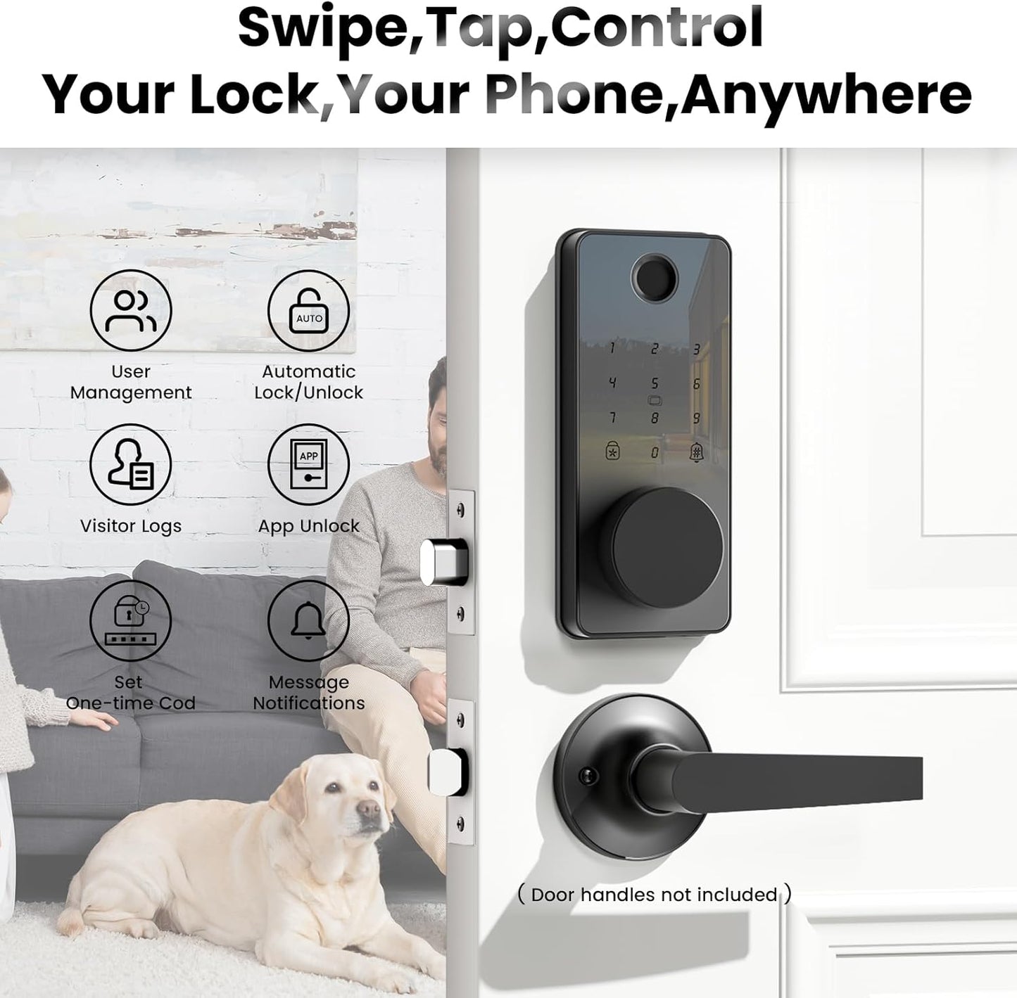 Fingerprint Door Lock, Biquole Keyless Entry Door Lock, Smart Lock with App Control, Electronic Keypad Deadbolt, Auto & One Touch Lock | Digital Smart Door Locks | Easy Installation | IP54 Waterproof
