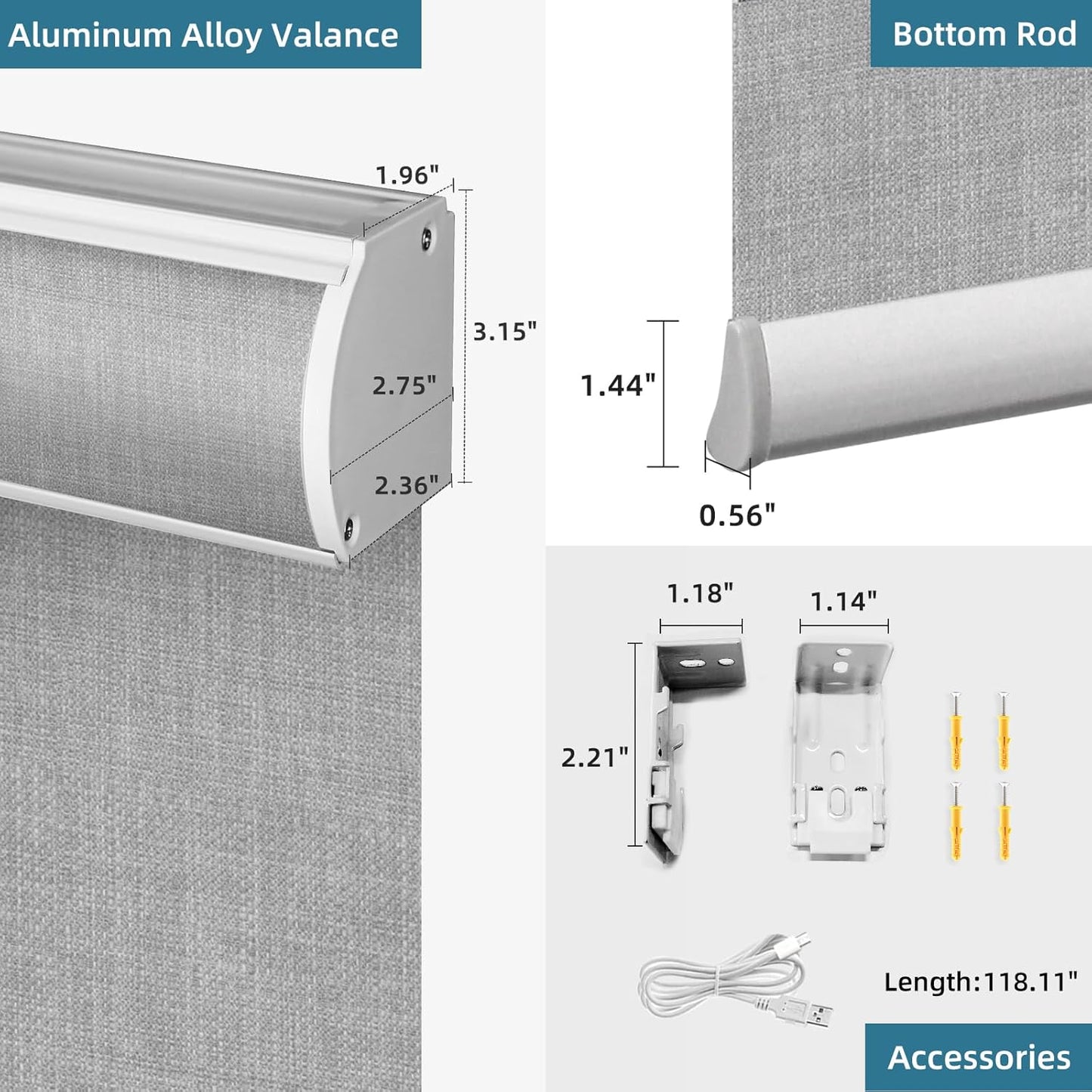 SmartWings Motorized Roller Shades Work with Homekit, Alexa Google, 100% Blackout Smart Blinds for Windows, Cordless Remote Control Window Shades, Vigor Pale Grey, Customized Size