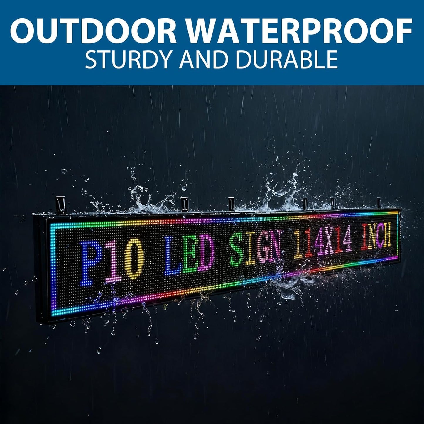 Programmable Led Sign with Full Color Display - Energy Saving and Waterproof Led Message Board for Schools, Shops and Cafes, Supports wifi Connection,115"x14"