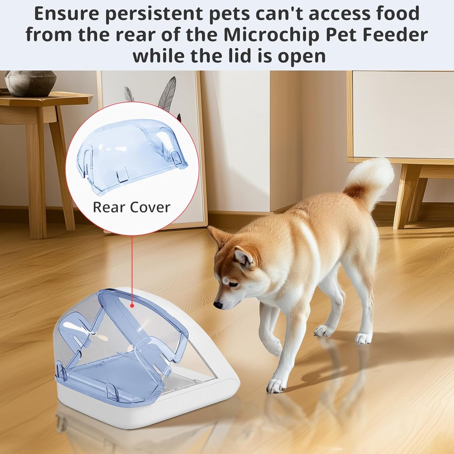 Rear Cover for Automatic Microchip Cat Pet Feeder - Prevents Persistent Pet from Getting Food from The Back of The Feeder - Blue