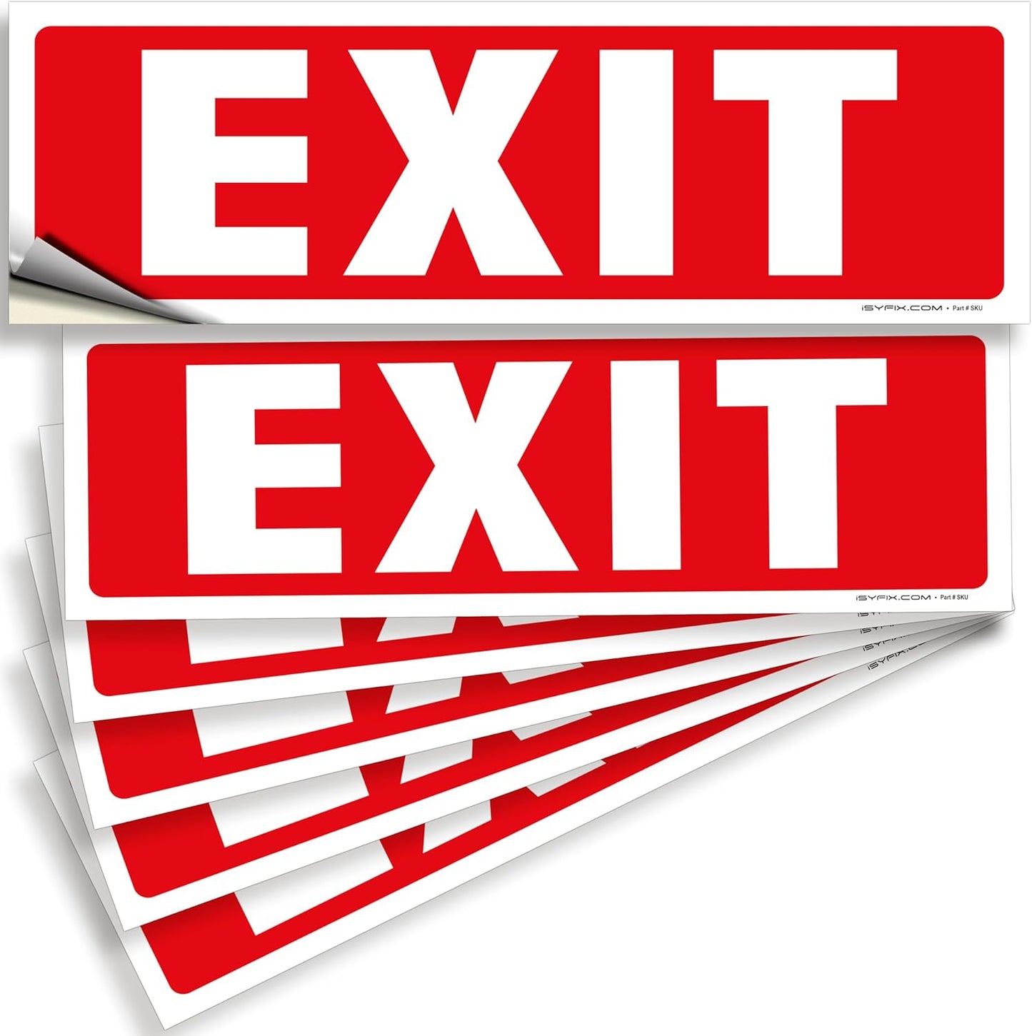 iSYFIX Exit Signs Stickers – 6 Pack 12x4 Inch – Premium Self-Adhesive Vinyl, Laminated for Ultimate UV, Weather, Scratch, Water and Fade Resistance, Indoor and Outdoor
