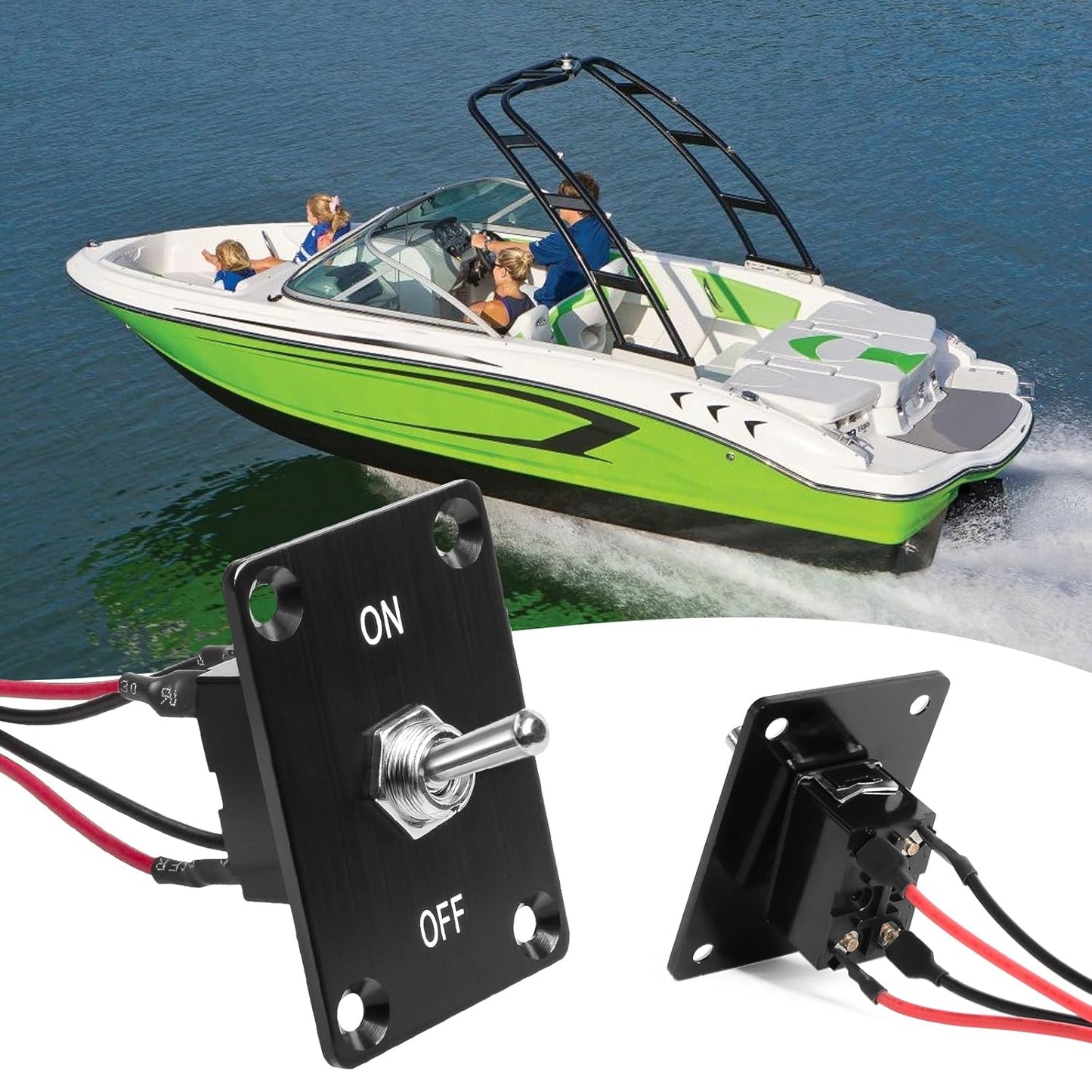 Button Switch Rocker Switch Toggle Switch Four Pin Two Position ON/Off Prewired Power Transfer Switch with Mounting Plate,Waterproof Cap.