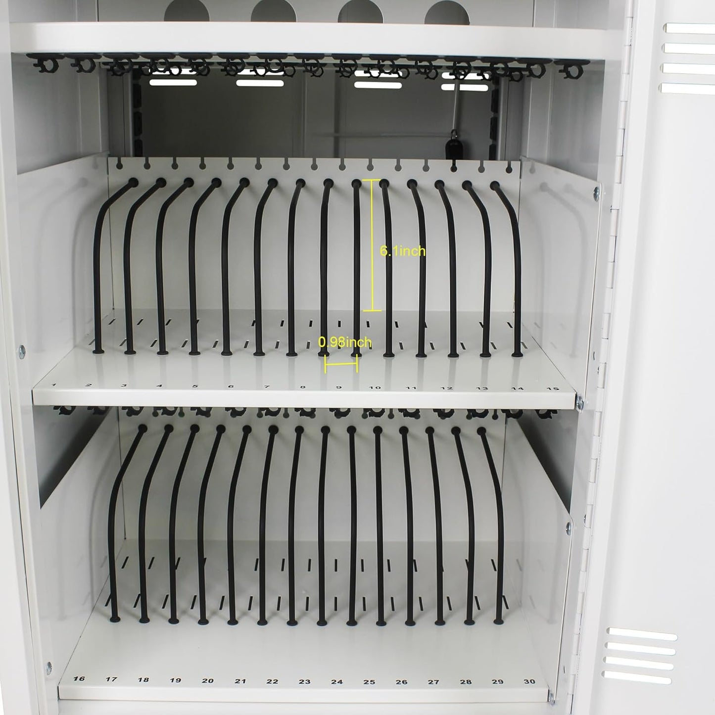 Laptop Charging Cart, 32 Charging Ports Laptop Storage Cart, 30-Bay Mobile Charging Cabinet for iPads up to 16.3", Chromebook Devices, Cord Management, Access Lock.School,Business.White