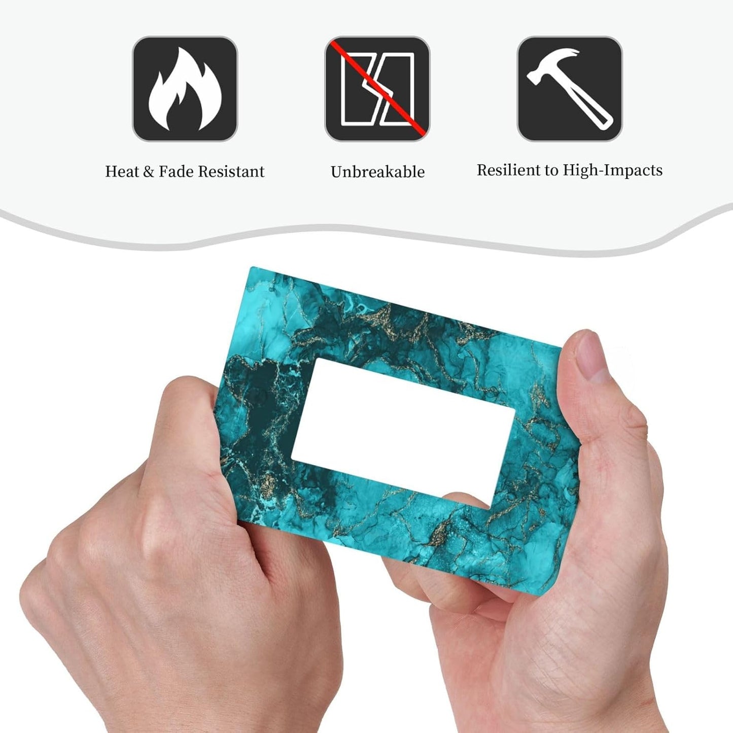 Decorative Outlet Covers Modern Abstract Turquoise Blue Marble Texture 1 Gang Rocker Light Switch Covers Single Decora GFCI Device Wall Plate for Bathroom Home Decor （2 Pack）