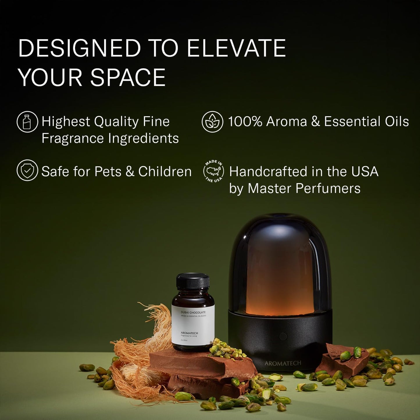 AromaTech Dubai Chocolate Essential Oils for Aroma Oil Scent Diffusers (2 fl oz,60 mL, Dubai Chocolate)