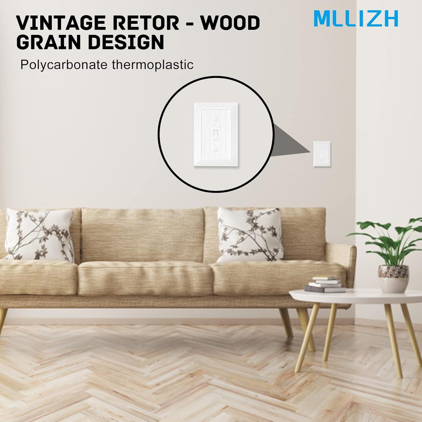 Modern Decorative Wall Plate Retro Wood Grain design Switch Cover Outlet Cover for Light Switch, Smart Switch, Dimmer, GFCI, USB Outlet (4 Pack, Single Toggle)