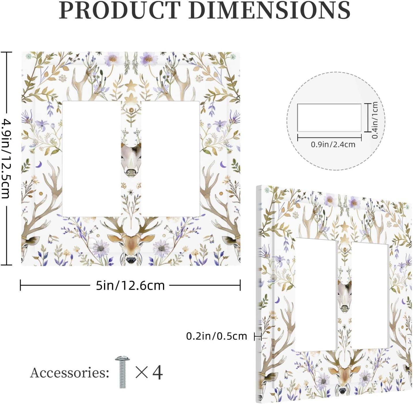 Decorative Outlet Covers Gothic Retro Floral Damask Elk Wild Flower 2 Gang Double Gfci Rocker Electrical Wall Panels Light Switch Cover Plate For Bed Room Living Room Decor