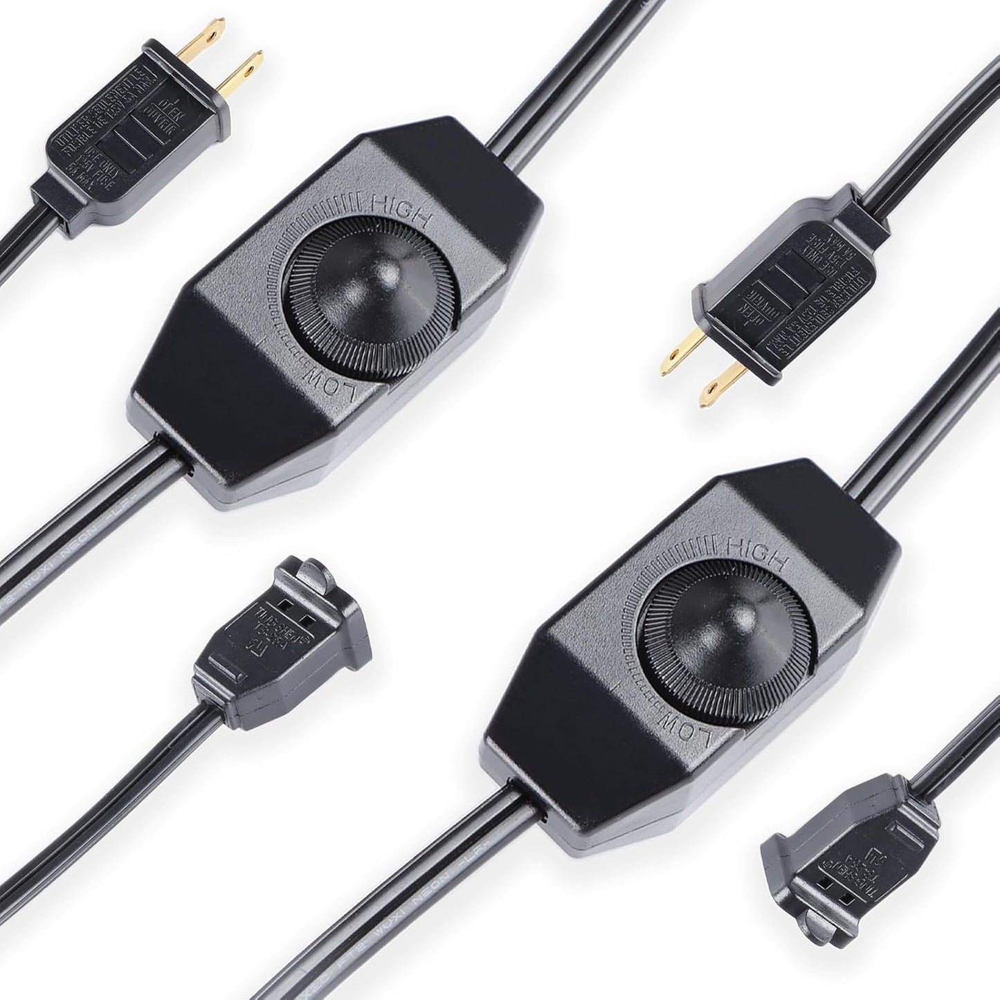 4PCS Lamp Dimmer Switch Extension Cord Plug in Dimmer,Rotary Control for 150 Watt Dimmable Lights,Christmas Village Houses Lights Cord,Salt Light,6 ft Cord