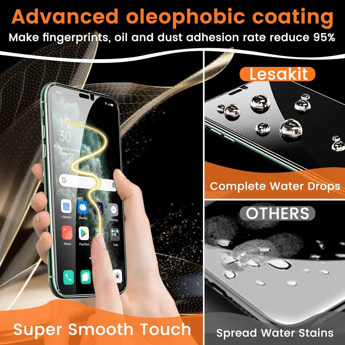 3+3 Pack Privacy Screen Protector for iPhone 11 Pro Max 6.5-Inch with 3 Pack Camera Lens Protector, Anti Spy Tempered Glass Film 9H Hardness Bubble Free Case Friendly
