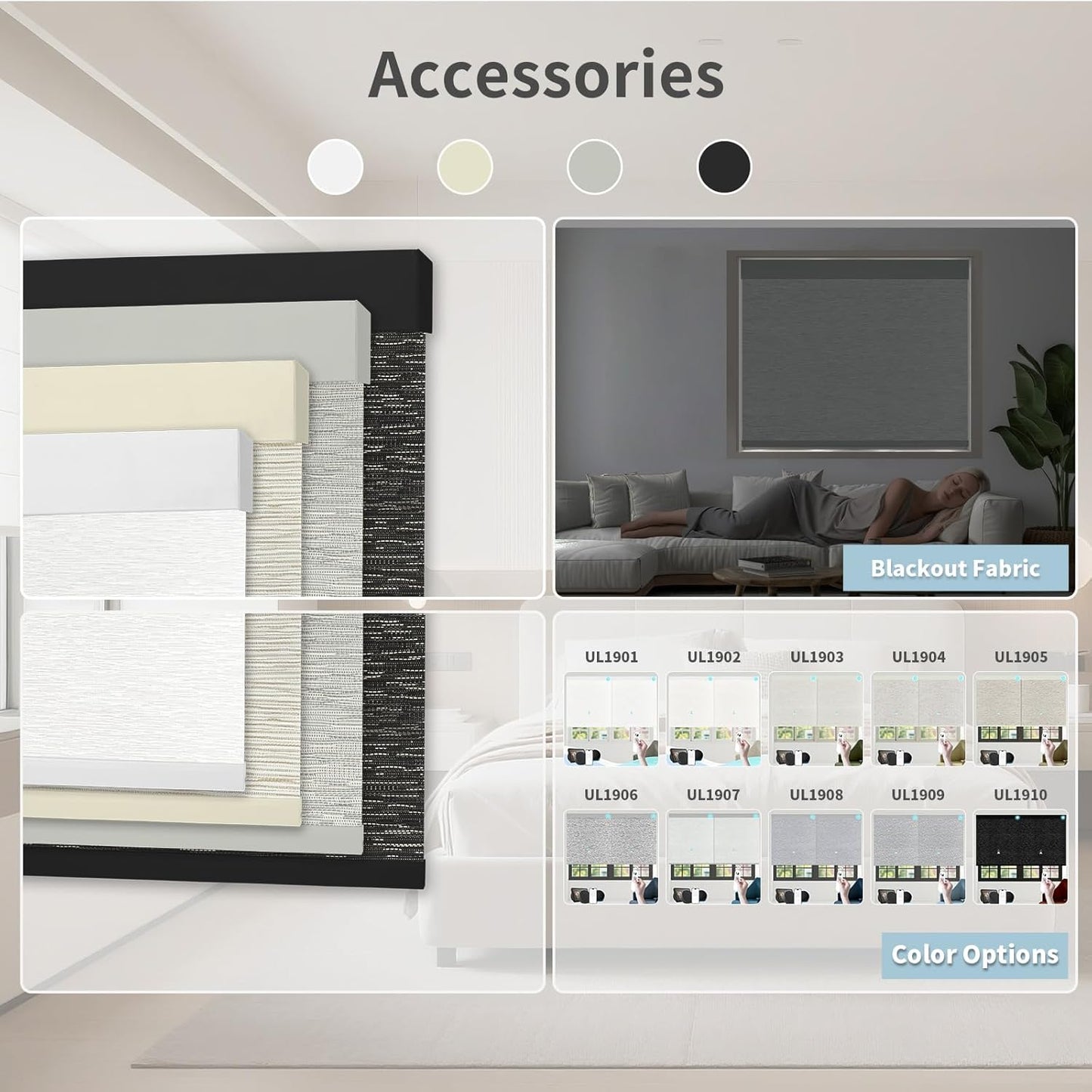 Motorized Blinds with Remote Custom Size Blackout Smart Roller Shades Compatible with Alexa Google, Electric Blinds for Windows