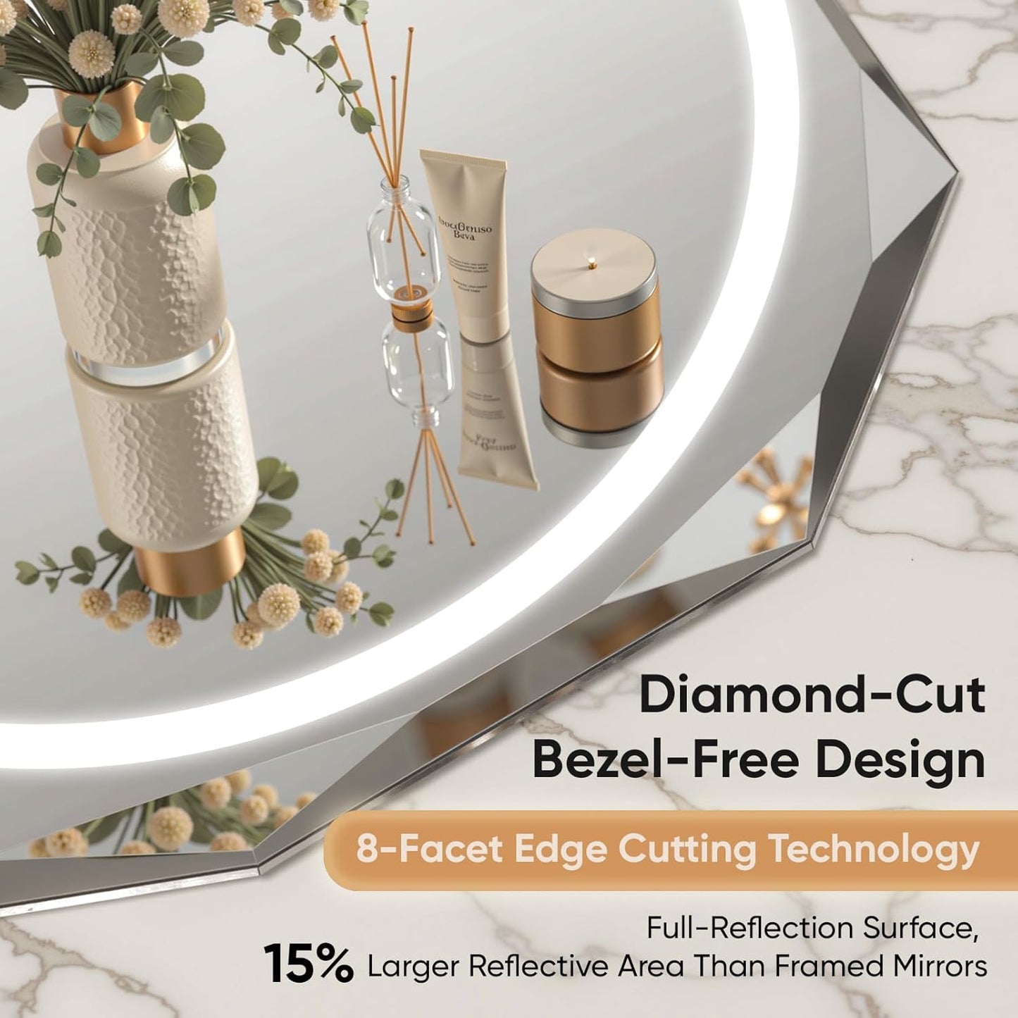 30"X40" Oval LED Bathroom Mirror with Lights, Frameless Vanity LED Mirror for Bathroom with Beveled Edge, Backlit Anti-Fog, Dimmable, 3 Colors, Memory Function, Tempered Glass, Shatter-Proof